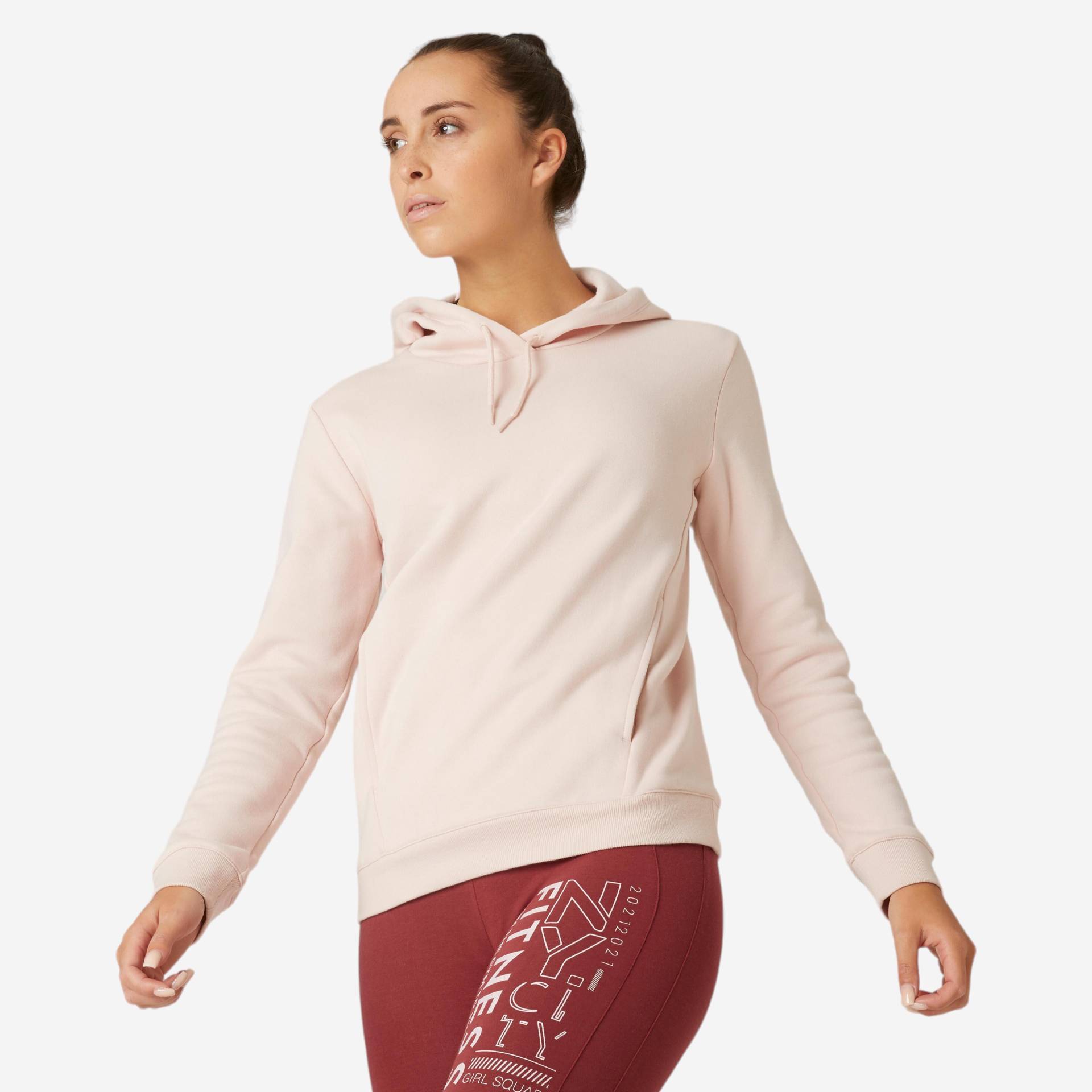 Kapuzenpullover Damen - 520 hellrosa von Domyos