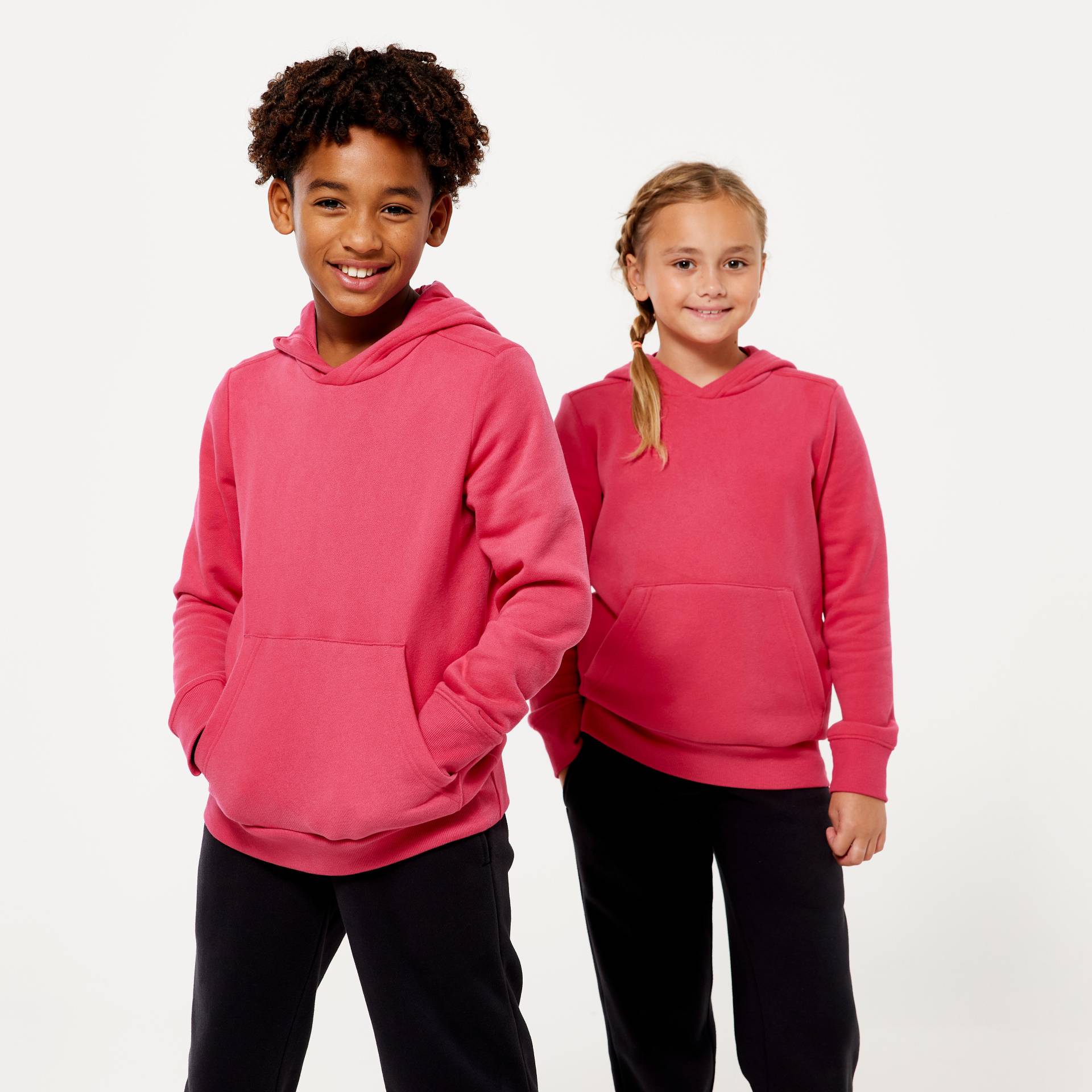 Kapuzenpullover Kinder Baumwolle - rosa von Domyos