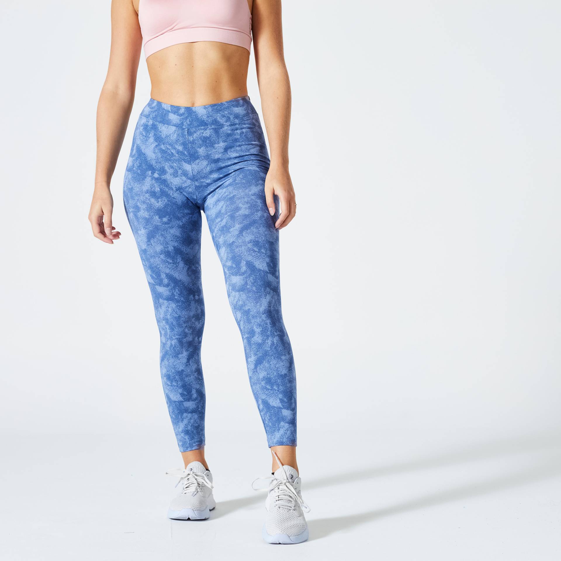 7/8 Leggings Damen - 500 Fit+ blau mit Print von Domyos