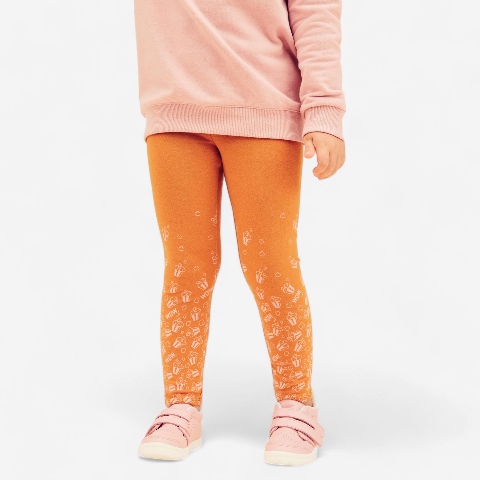 Leggings Baby Basic Baumwolle - ocker/rosa mit Motiven von Domyos