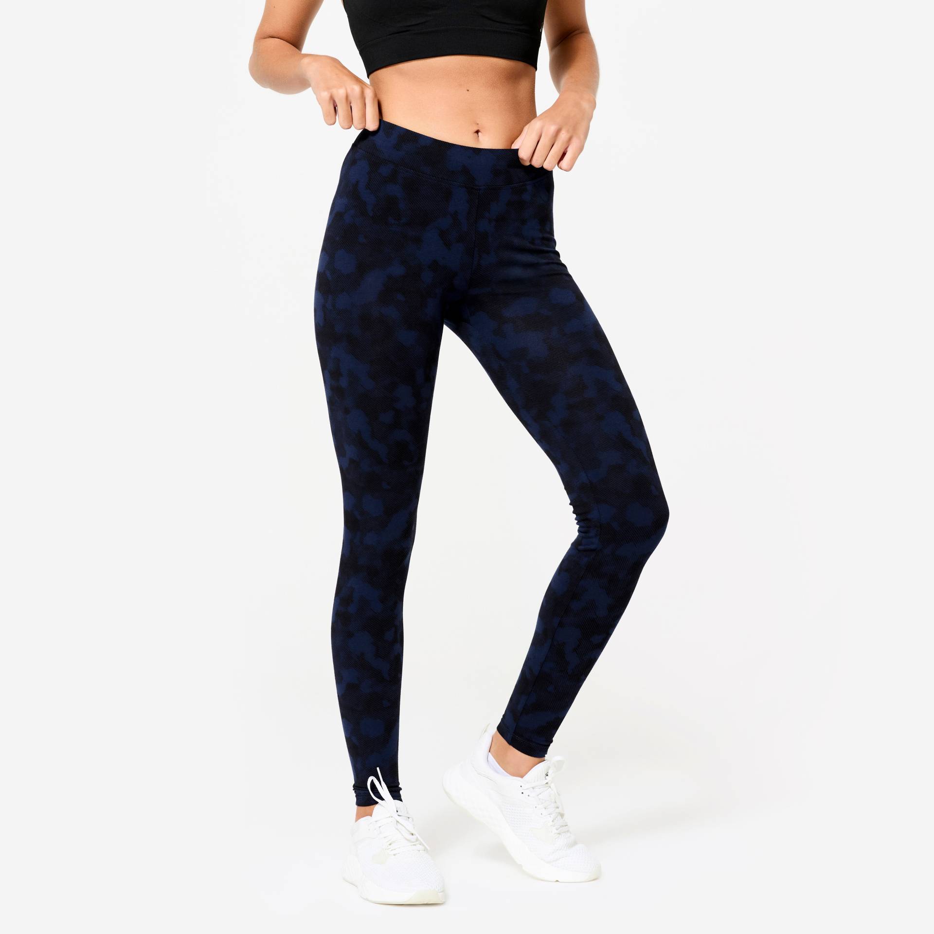 Leggings Damen Baumwolle - schwarz/blau von Domyos