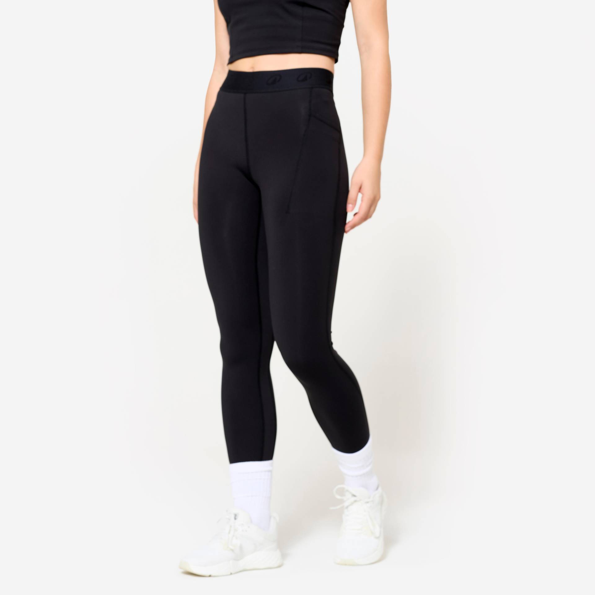 Leggings Damen Elastikbund - schwarz von Domyos