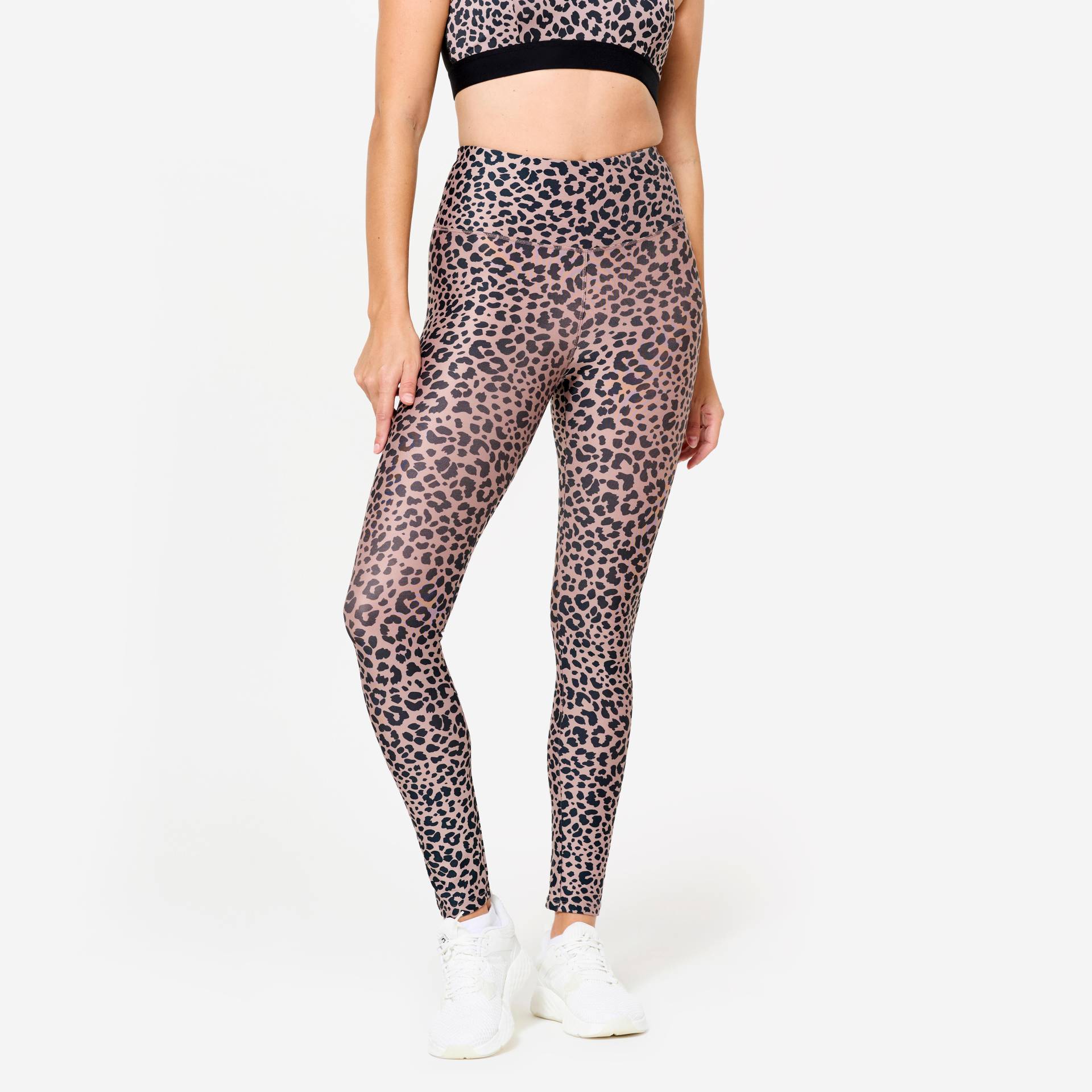 Leggings Damen hoher Taillenbund - Leopardenprint beige Leggings Damen hoher Taillenbund - Leopardenprint beige von Domyos