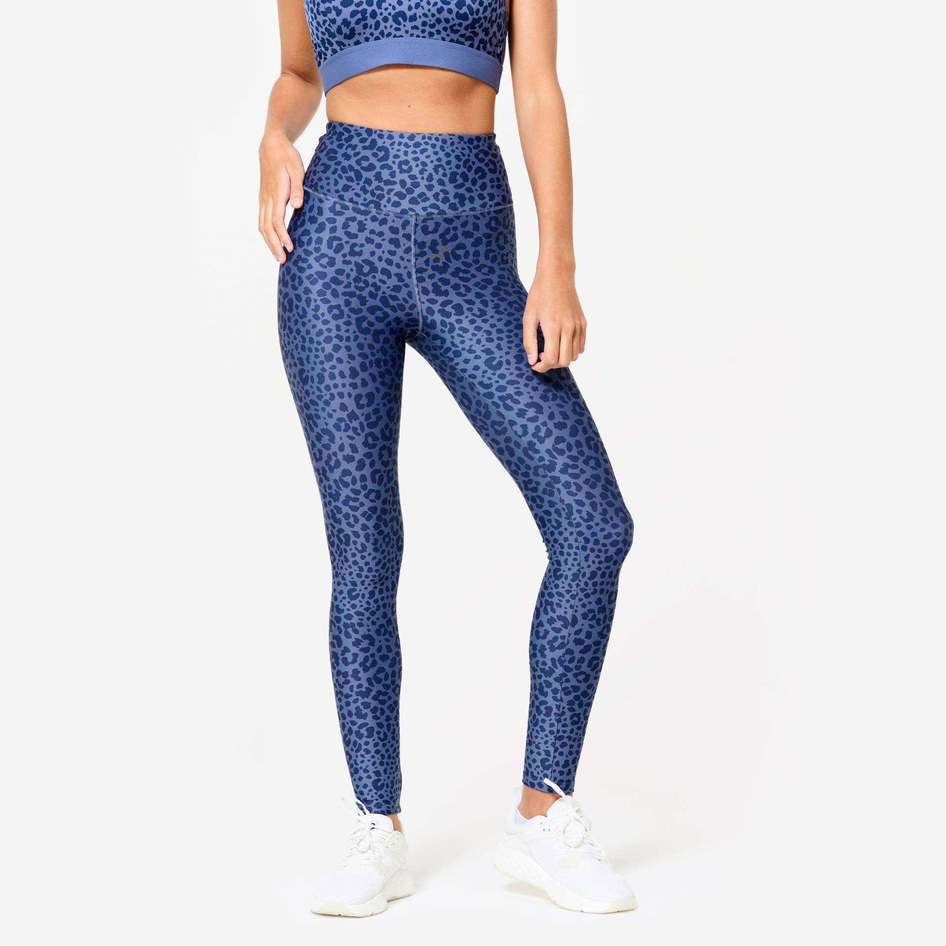 Leggings Damen hoher Taillenbund - Leopardenprint blau Leggings Damen hoher Taillenbund - Leopardenprint blau von Domyos