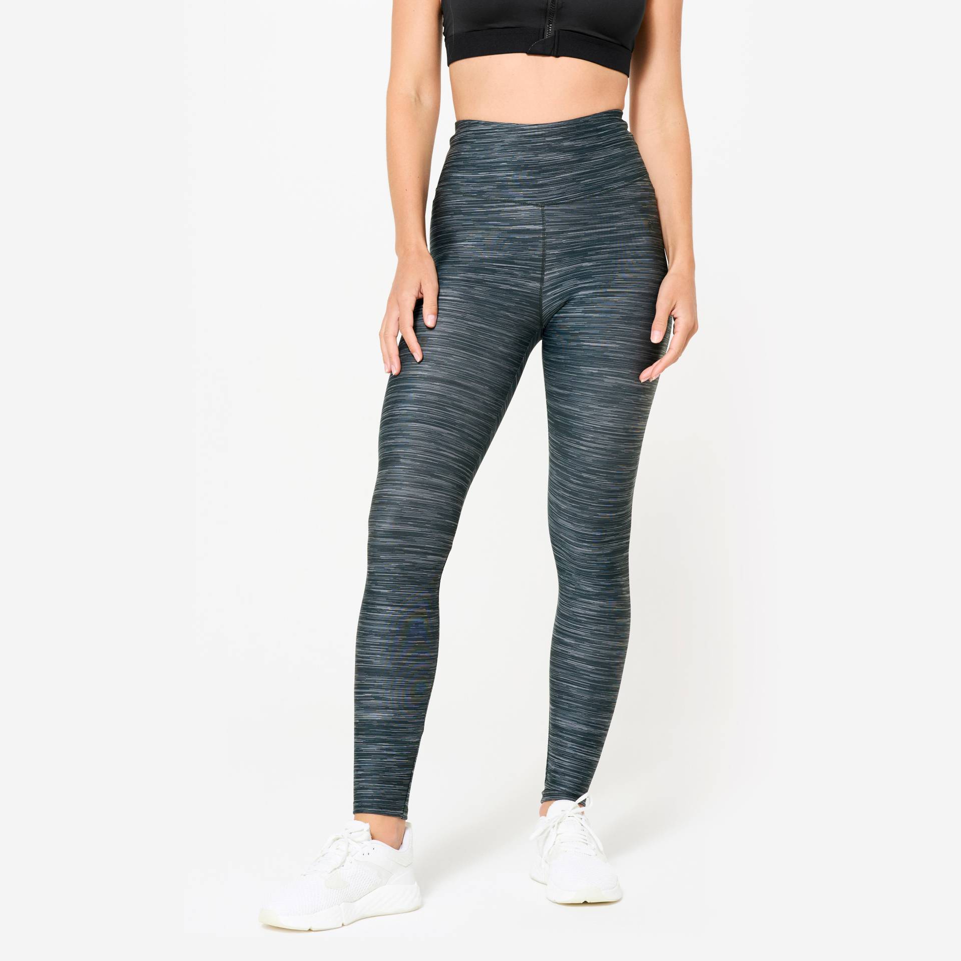 Leggings Damen hoher Taillenbund - graumeliert bedruckt Leggings Damen hoher Taillenbund - graumeliert bedruckt von Domyos