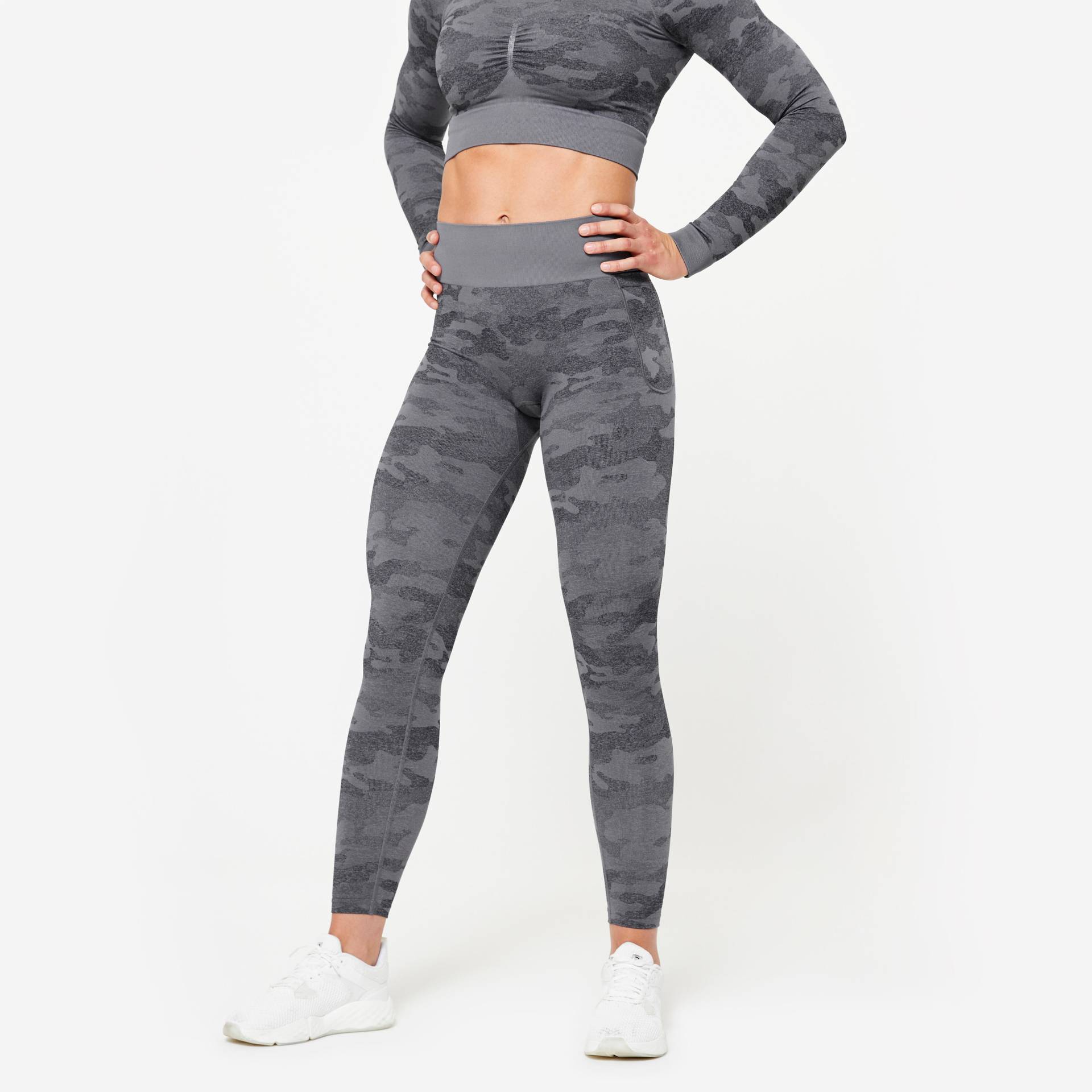 Leggings Damen nahtlos - grau von Domyos