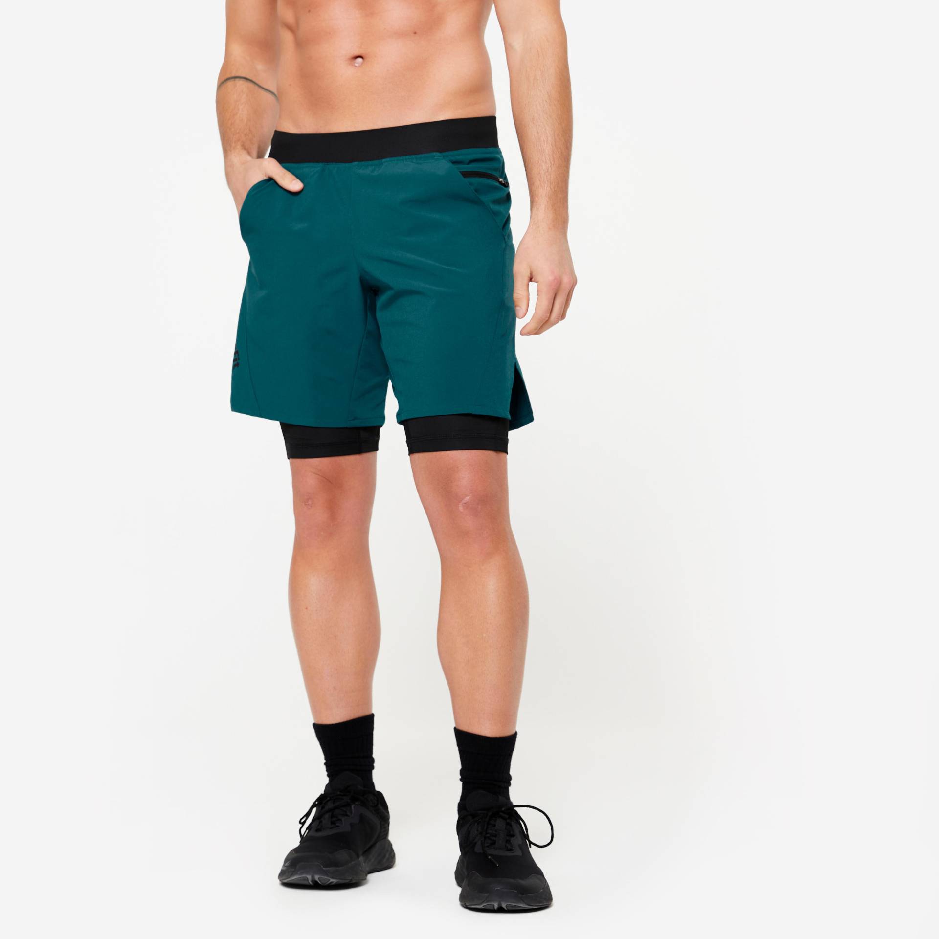 Shorts 2-in-1 Herren atmungsaktiv - türkis von Domyos