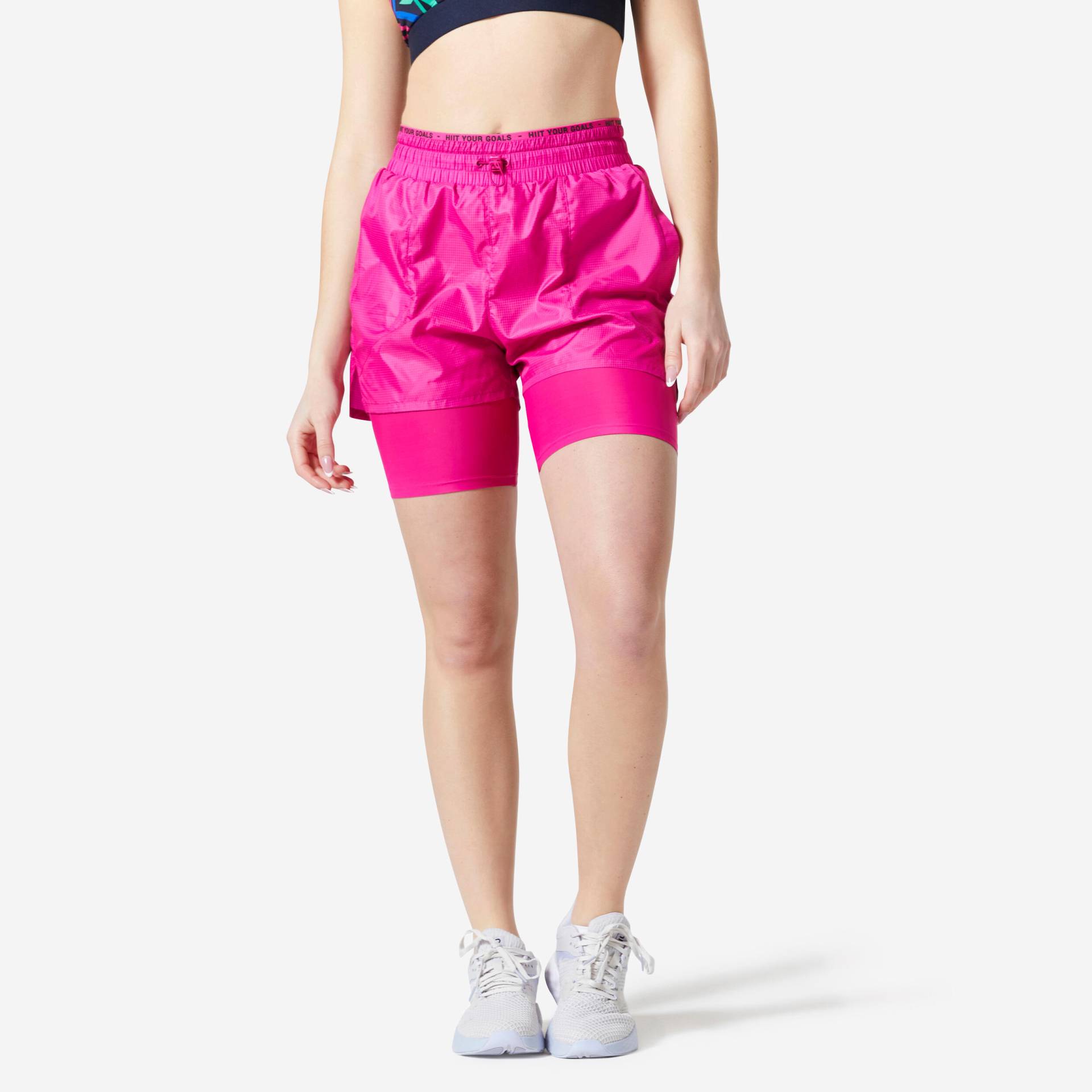 Shorts Damen 2-in-1 - FST520 rosa von Domyos