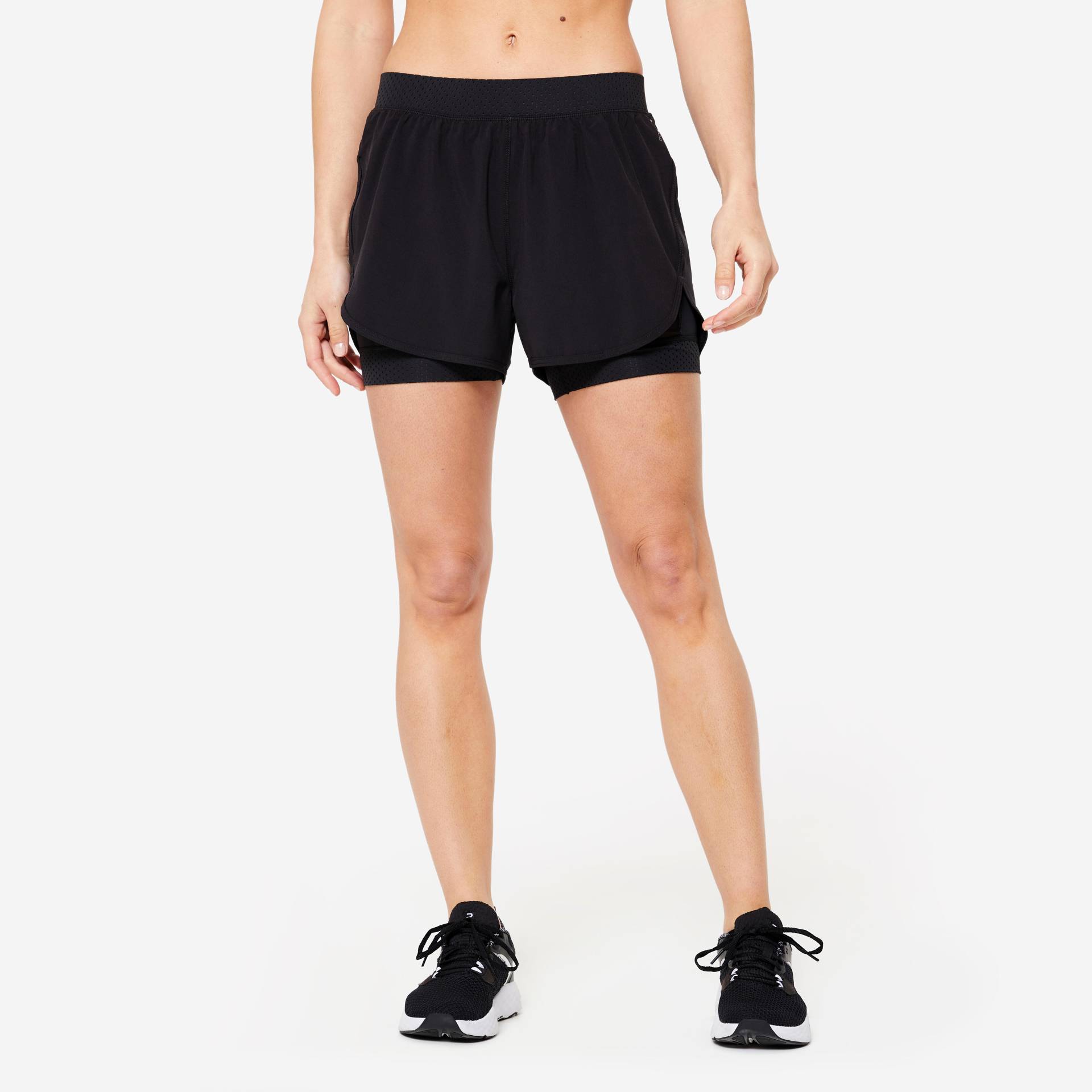 Shorts Damen Cardio Schutz vor Reibung an den Oberschenkeln - FST 900 schwarz von Domyos