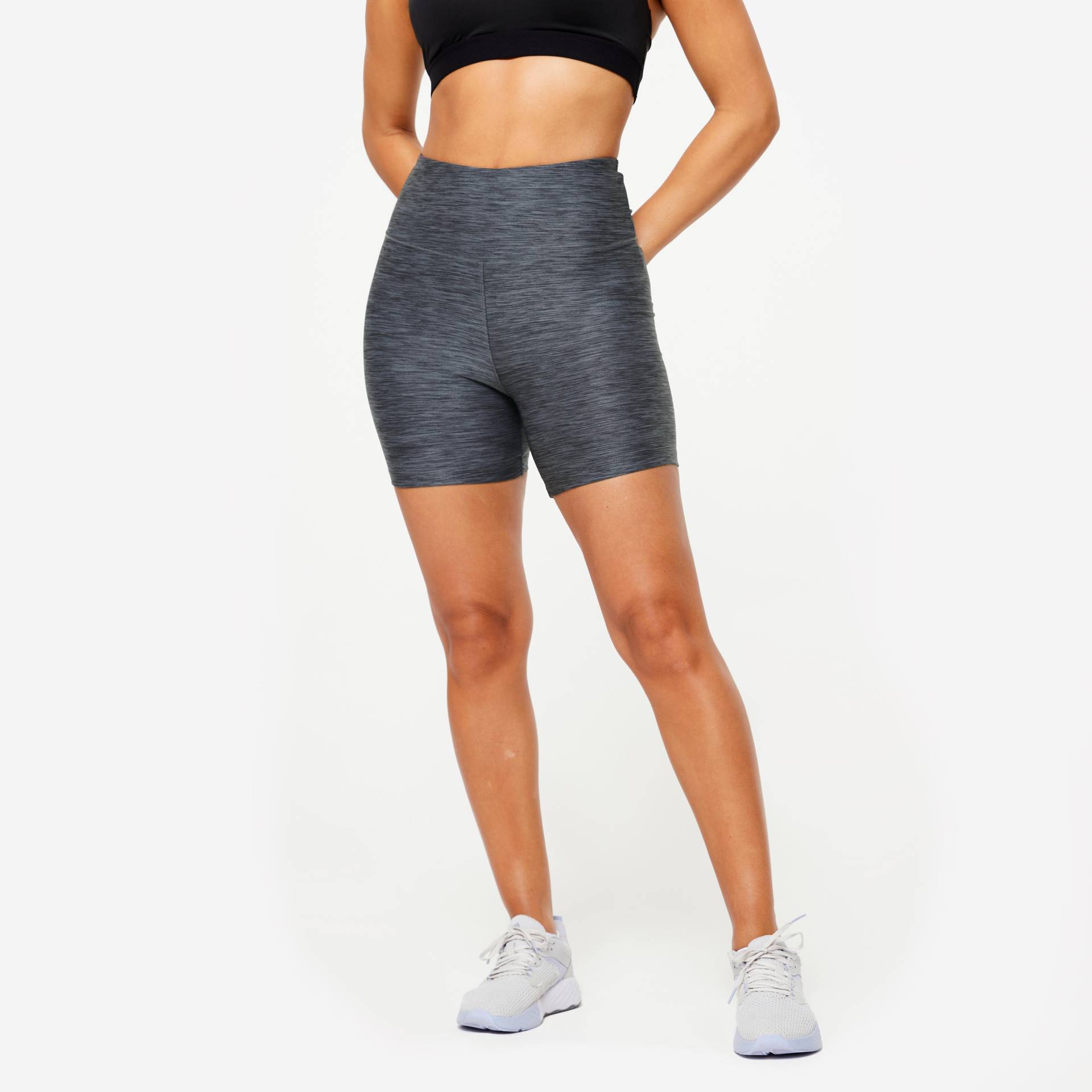 Shorts Damen eng anliegend - 100 grau meliert von Domyos