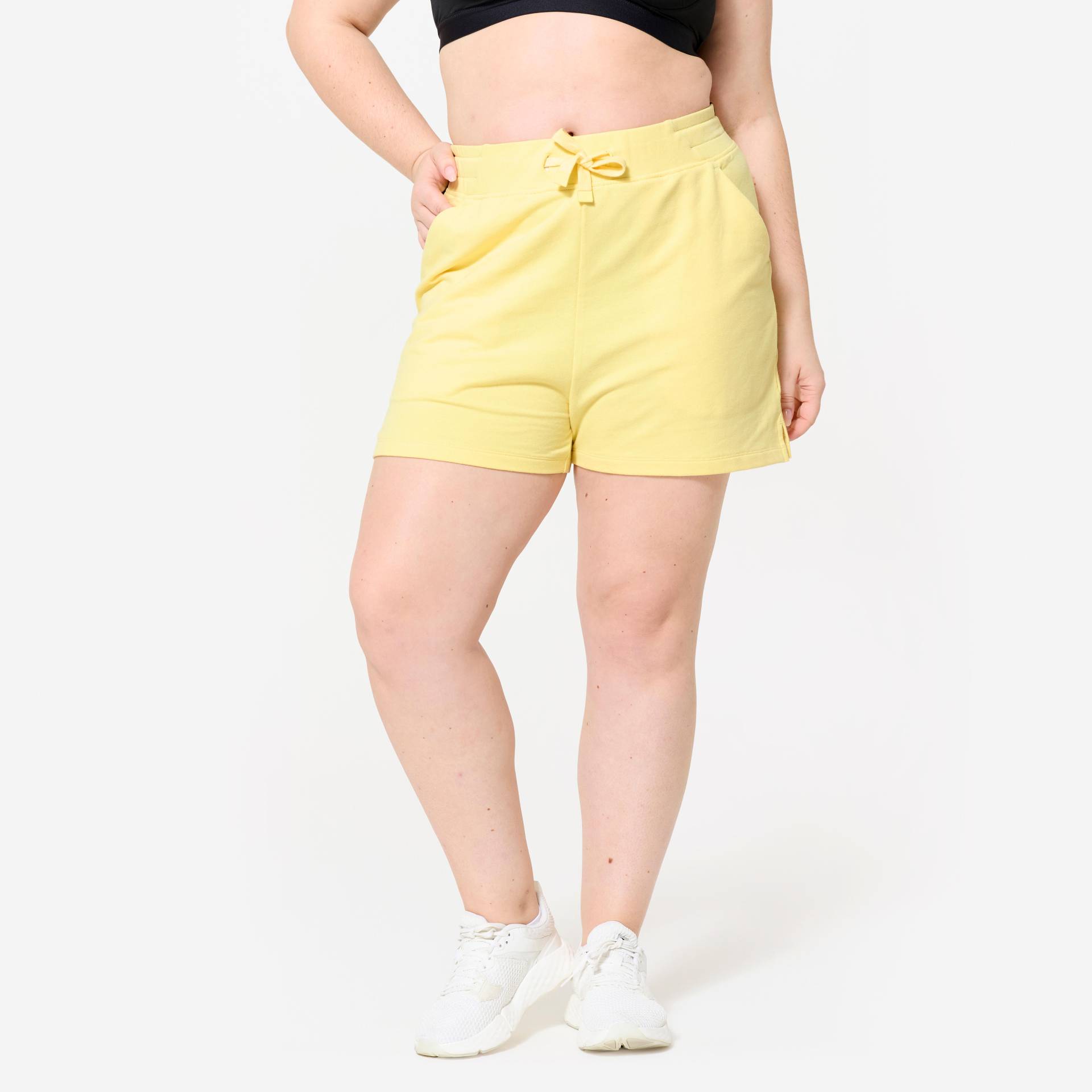 Shorts Damen mit Tasche - pastellgelb von Domyos