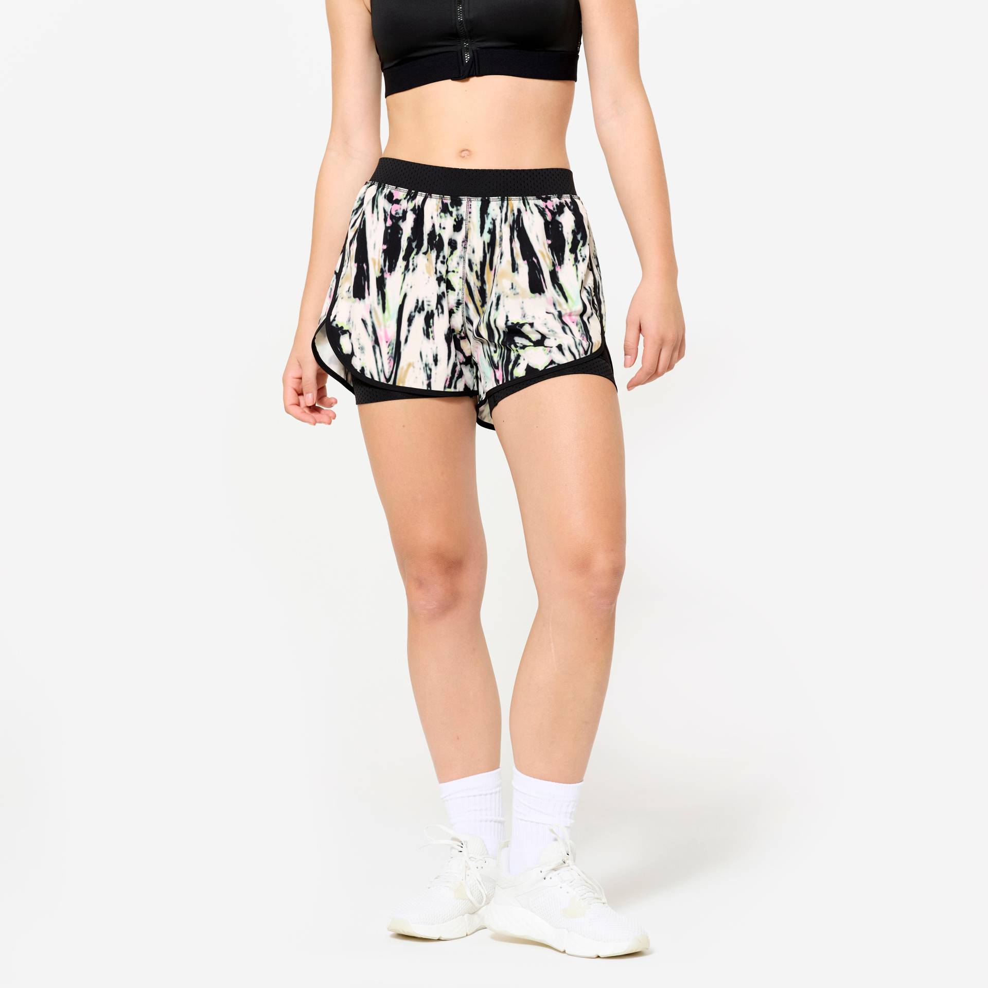 Shorts Damen zweilagig - schwarz/weiß Shorts Damen zweilagig - schwarz/weiß von Domyos