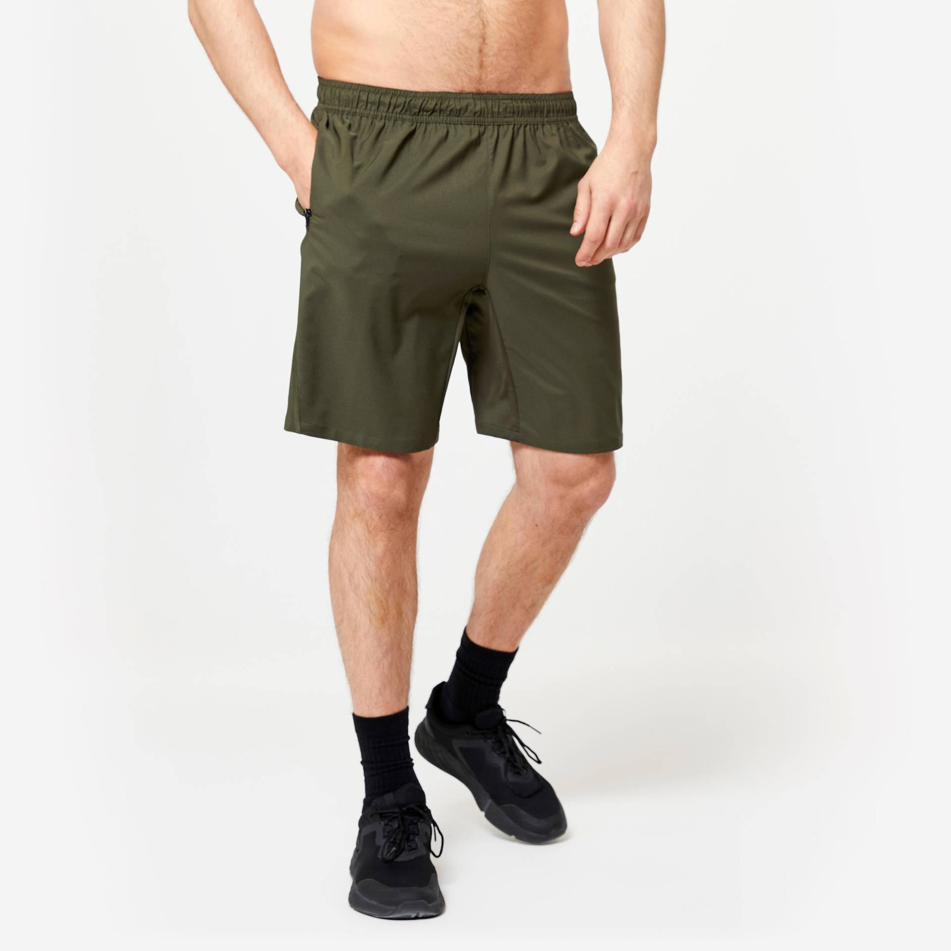 Shorts Herren Reissverschlusstaschen - Essential khaki von Domyos