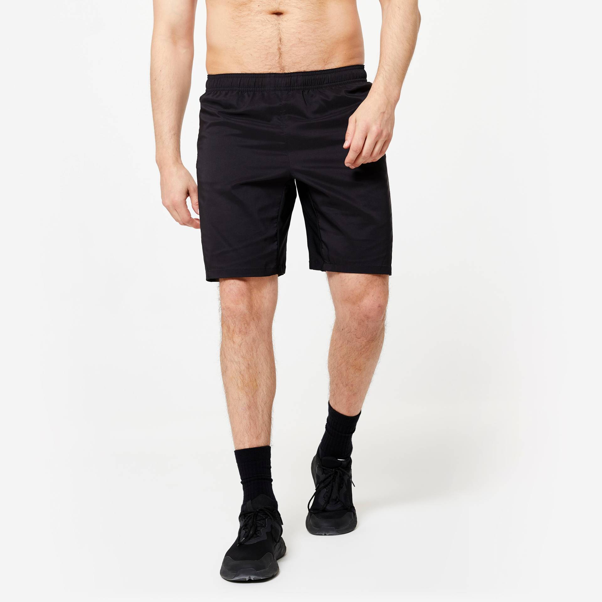 Shorts Herren Reissverschlusstaschen - Essential schwarz uni von Domyos