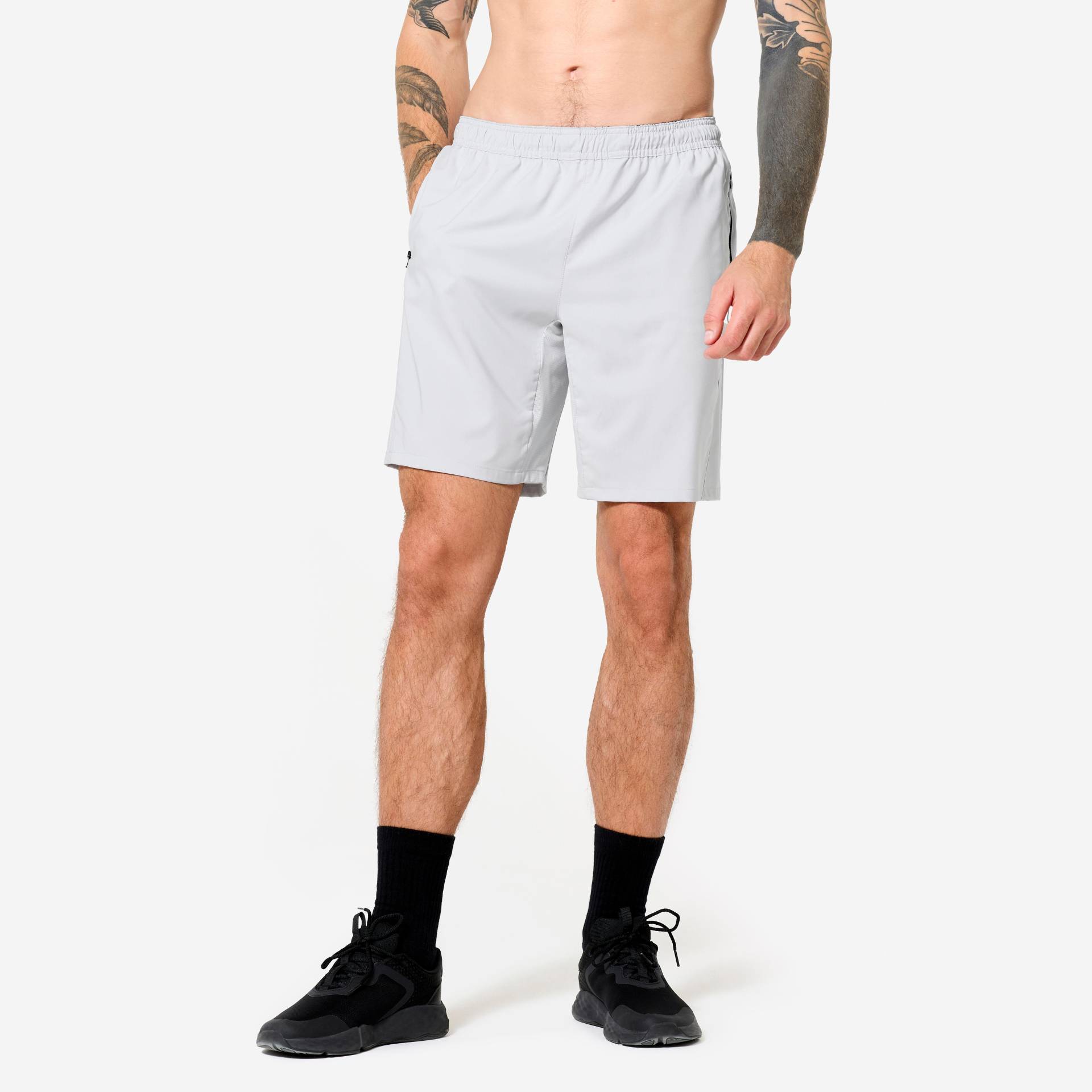 Shorts Herren atmungsaktiv Reißverschlusstaschen - hellgrau Shorts Herren atmungsaktiv Reißverschlusstaschen - hellgrau von Domyos