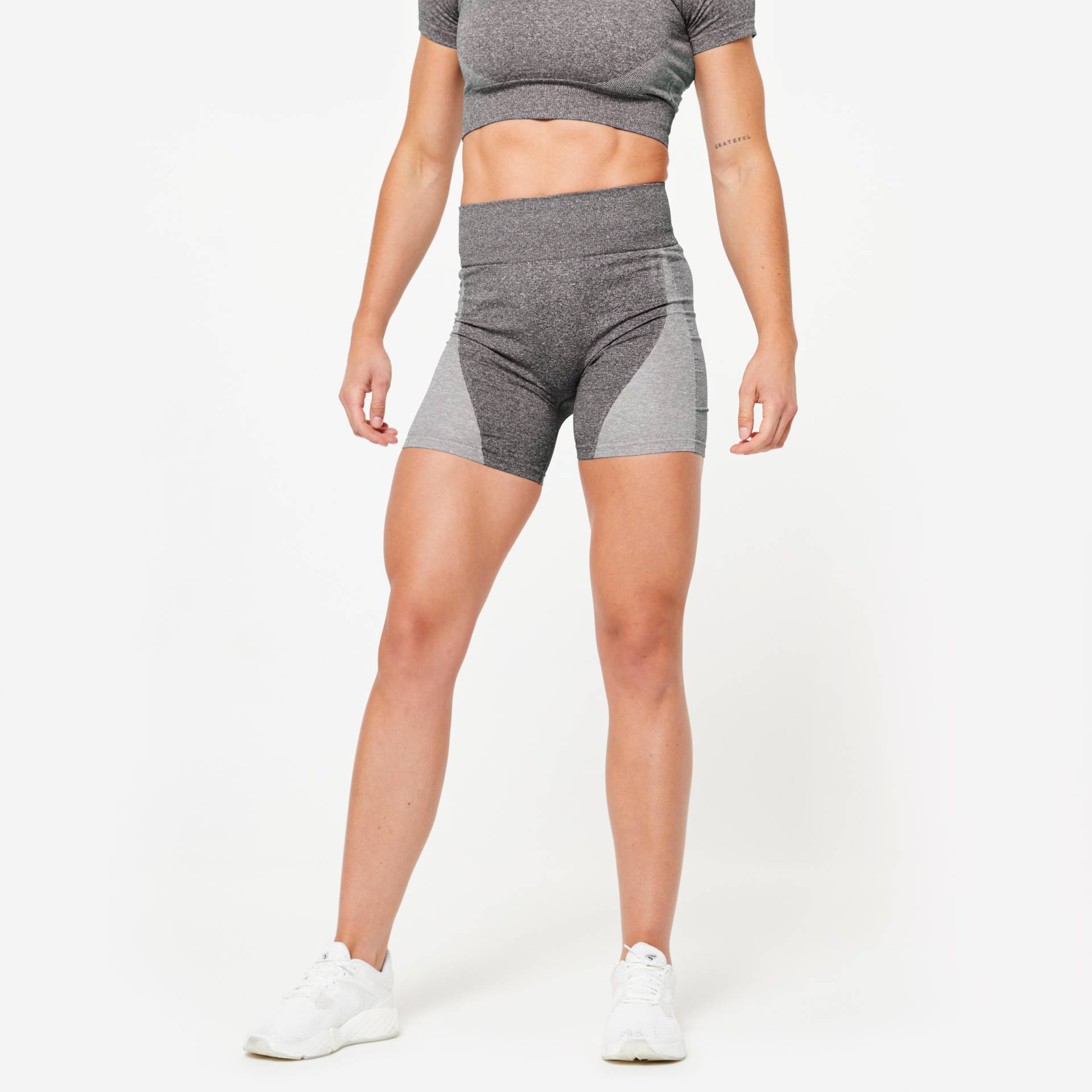 Shorts Radlerhose hohe Taille Seamless - grau Shorts Radlerhose hohe Taille Seamless - grau von Domyos