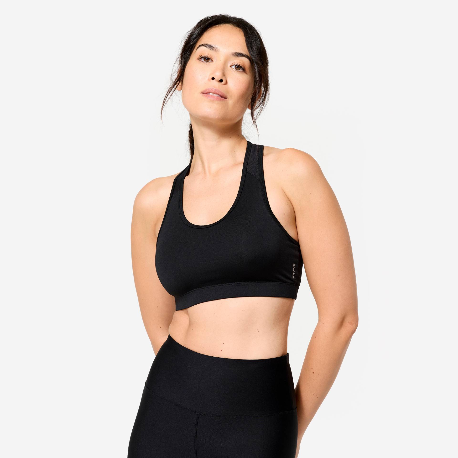 Sport-Bustier Fitness Damen leichter Halt - 100 schwarz Sport-Bustier Fitness Damen leichter Halt - 100 schwarz von Decathlon