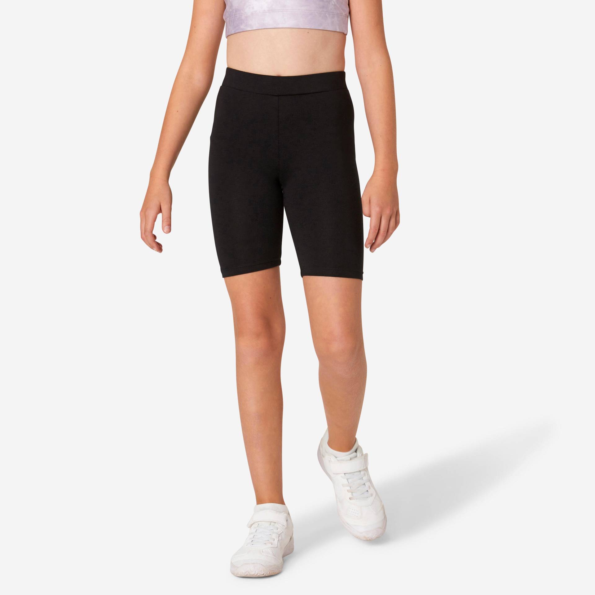 Sporthose Radlerhose Kinder Mädchen Baumwolle - schwarz von Domyos