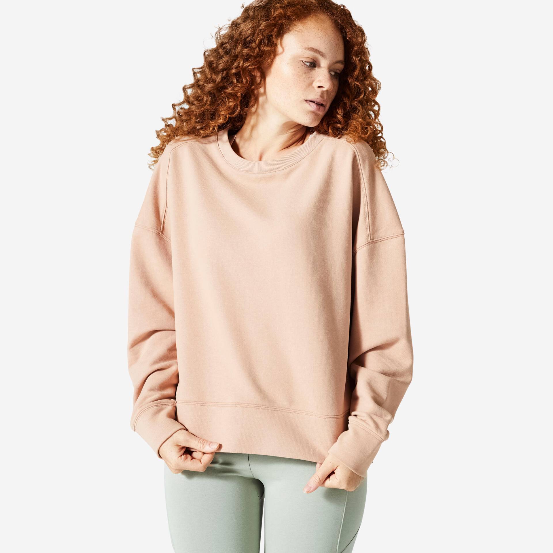 Sweatshirt Damen Loose - 120 beige von Domyos