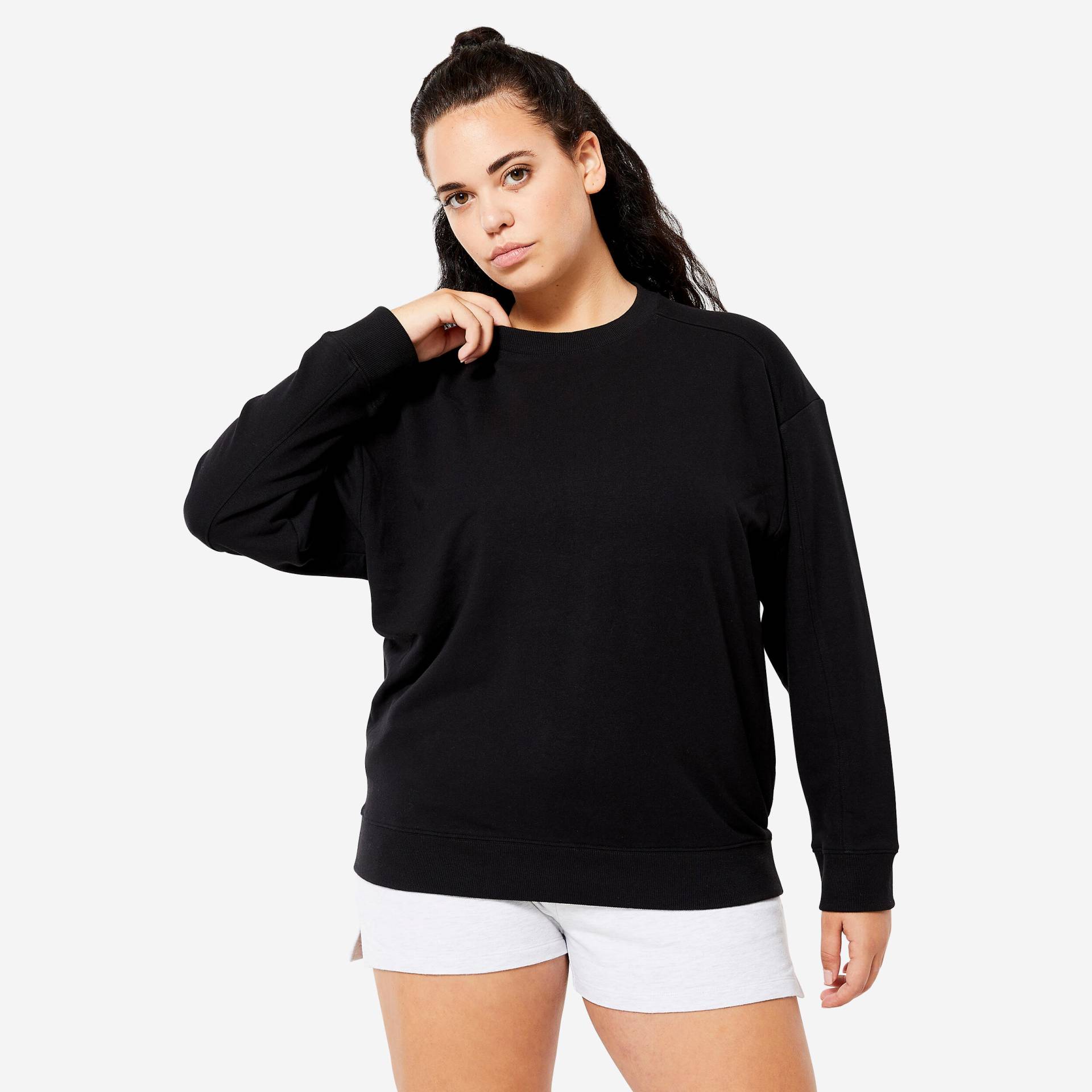 Sweatshirt Damen Oversize - schwarz von Domyos