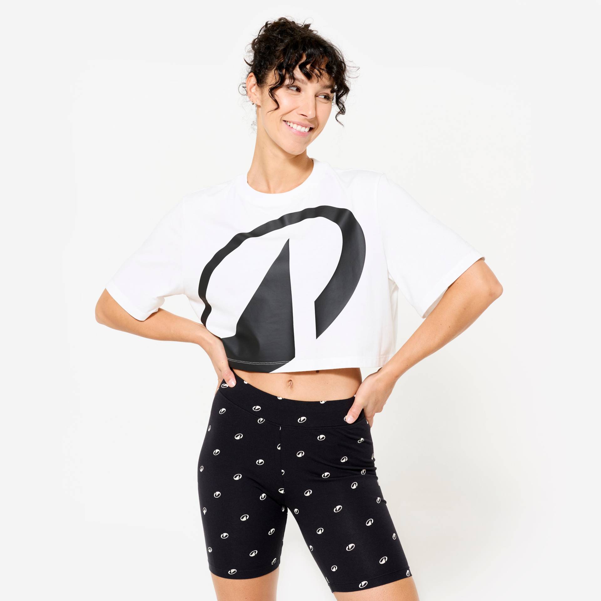 T-Shirt Crop Top Damen Baumwolle - weiß T-Shirt Crop Top Damen Baumwolle - weiß von Domyos