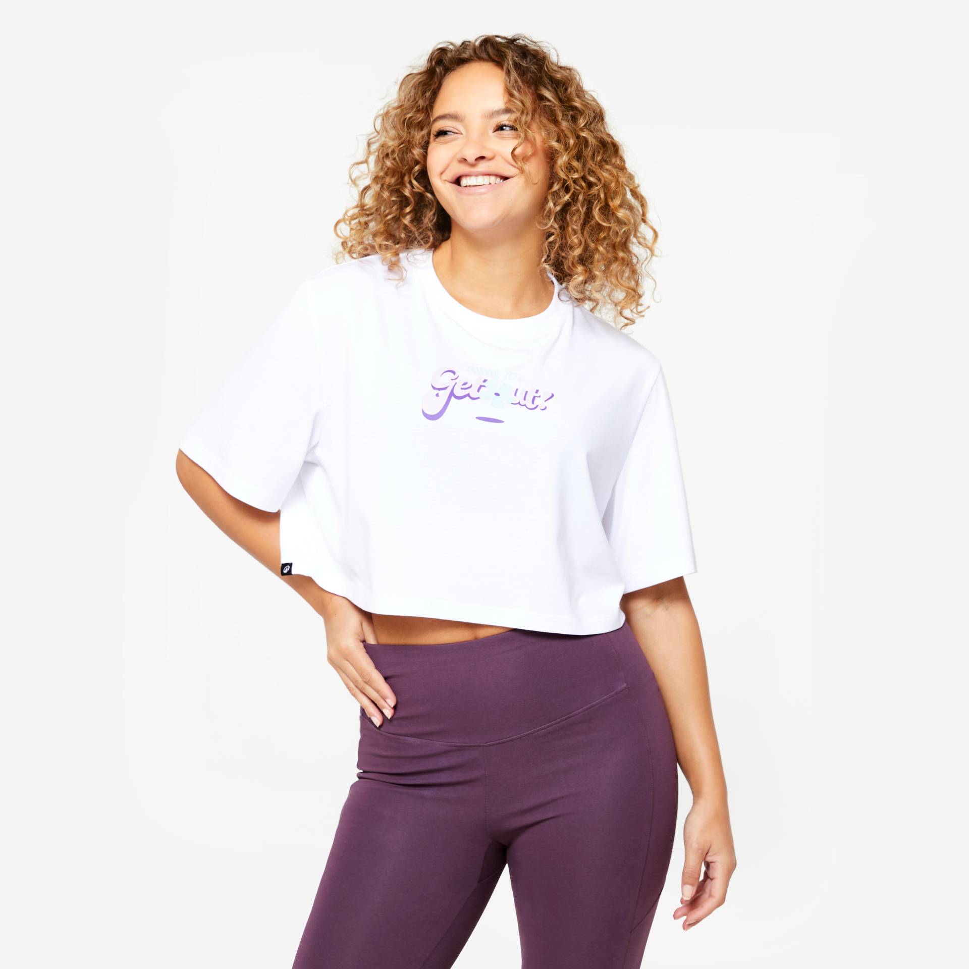 T-Shirt Crop Top Damen - weiss von Domyos