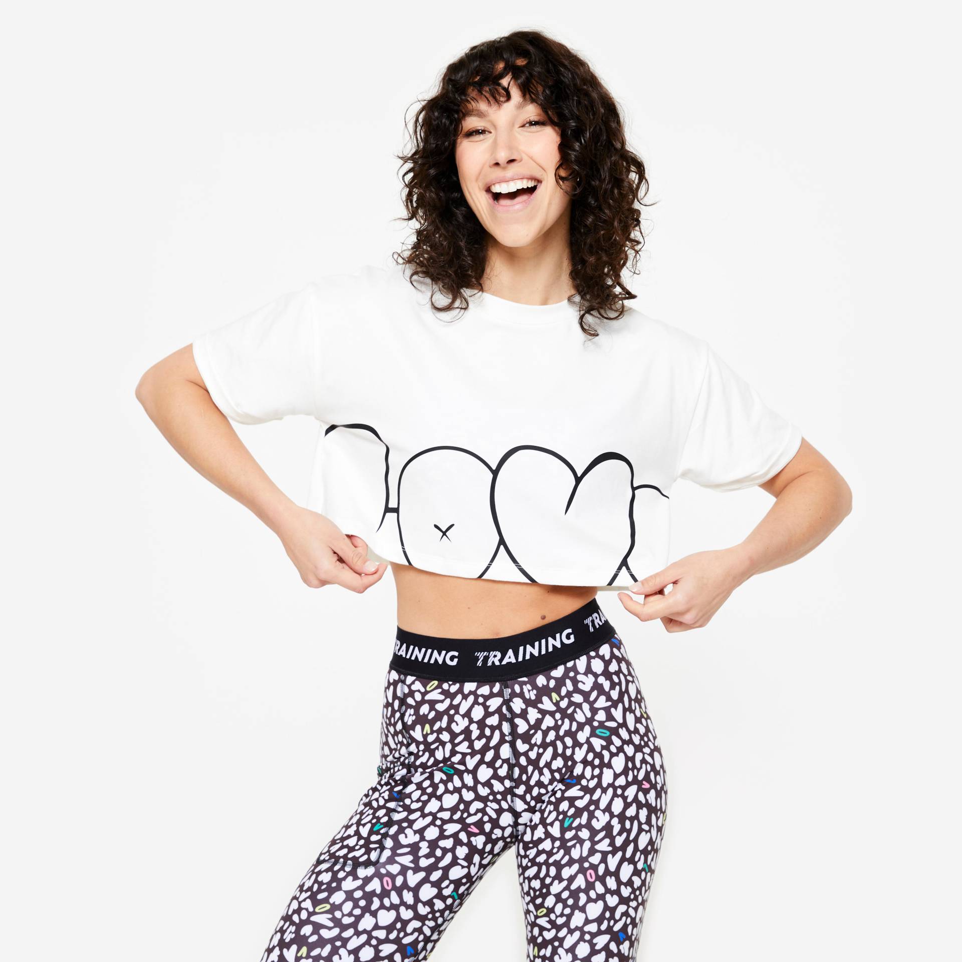 T-Shirt Damen Crop Top Loose - weiss T-Shirt Damen Crop Top Loose - weiss von Domyos