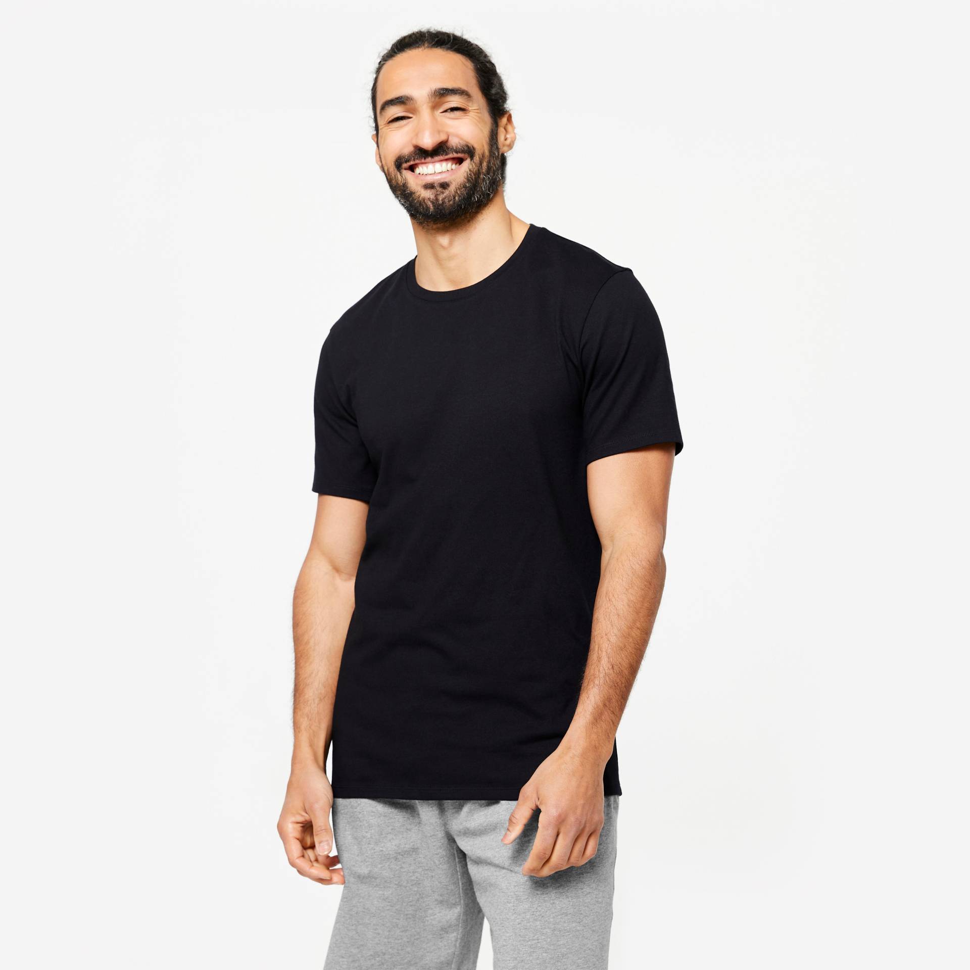 T-Shirt Herren Slim - 500 schwarz von Domyos