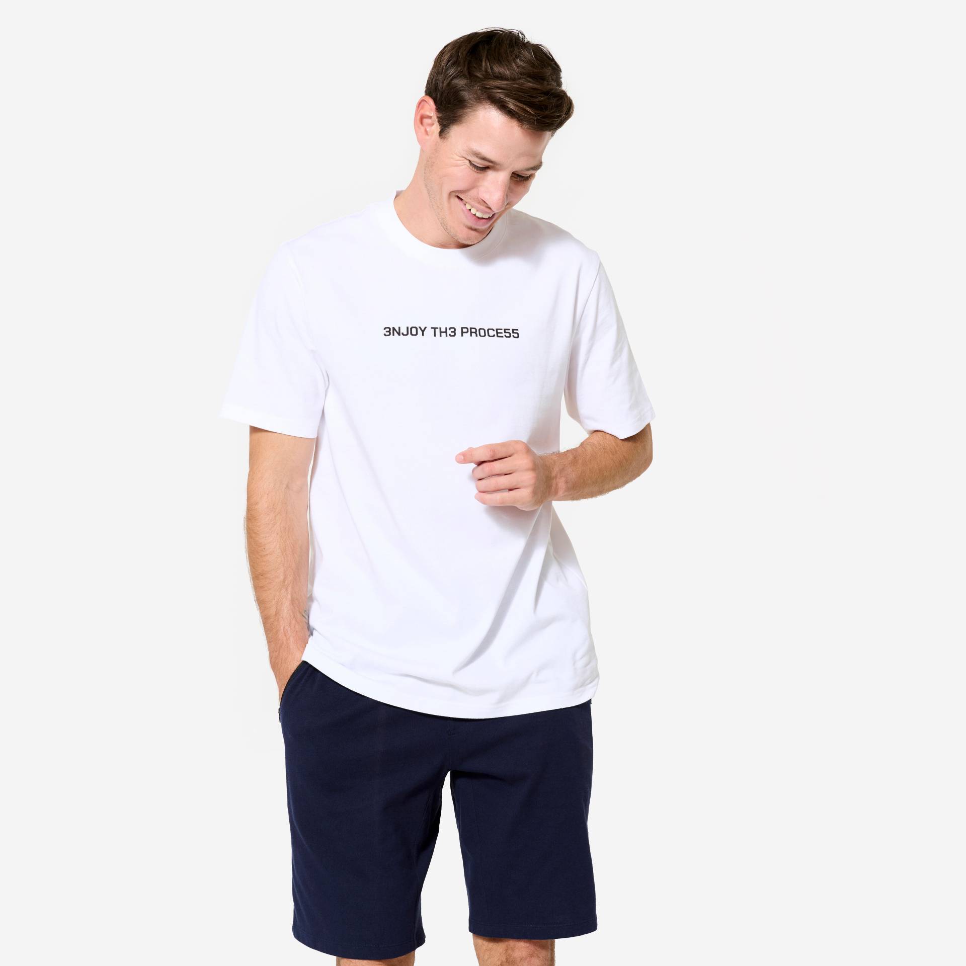 T-Shirt Herren Baumwolle Regular - weiß von Domyos