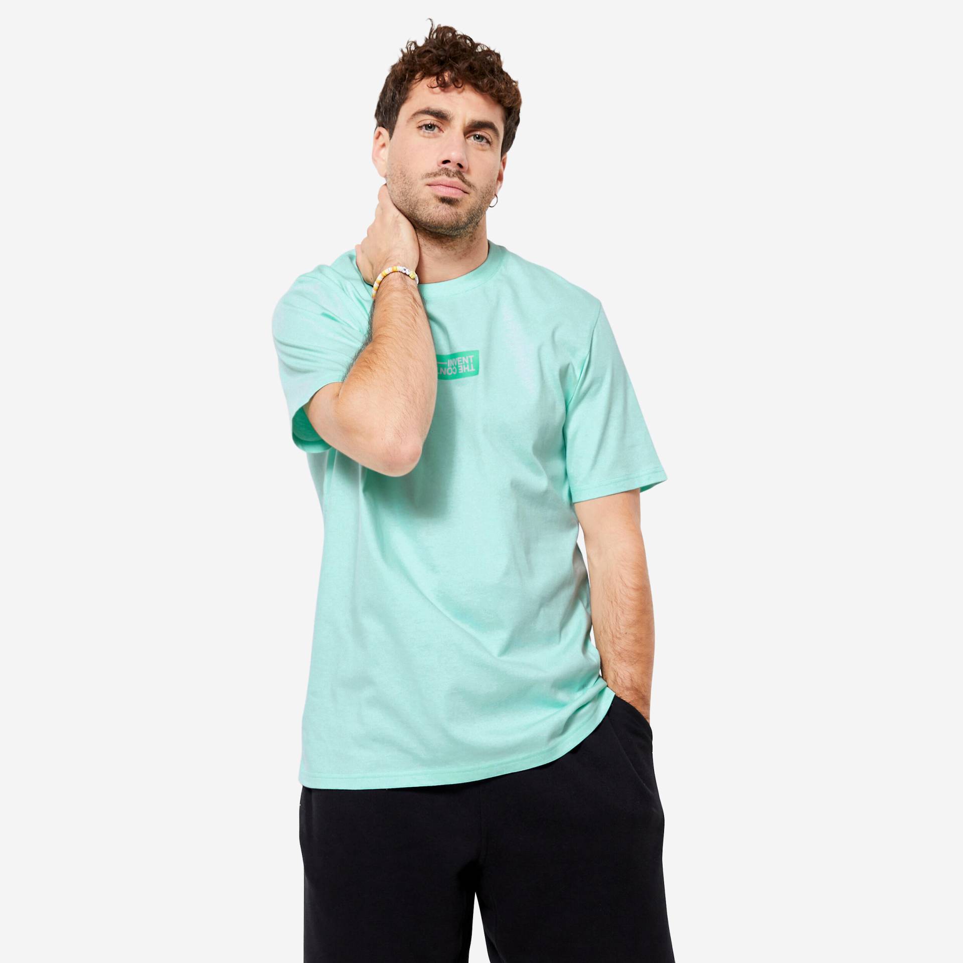 T-Shirt Herren - Essentials 500 bedruckt pastellgrün von Domyos