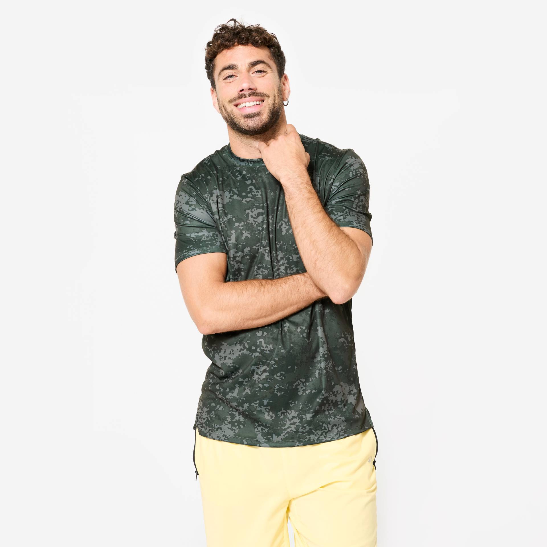 T-Shirt Herren Rundhalsausschnitt atmungsaktiv - khaki T-Shirt Herren Rundhalsausschnitt atmungsaktiv - khaki von Domyos