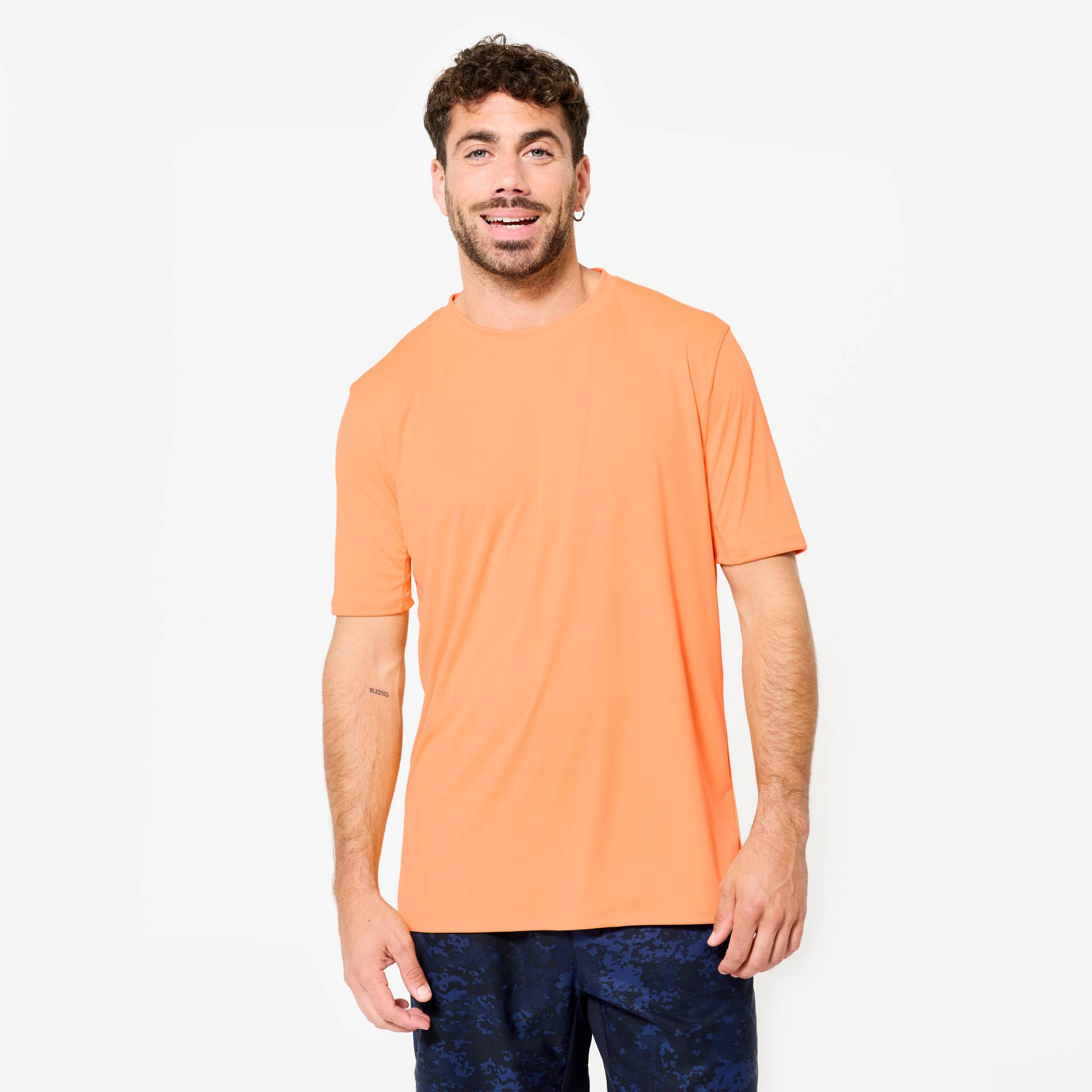 T-Shirt Herren Rundhalsausschnitt atmungsaktiv - orange von Domyos