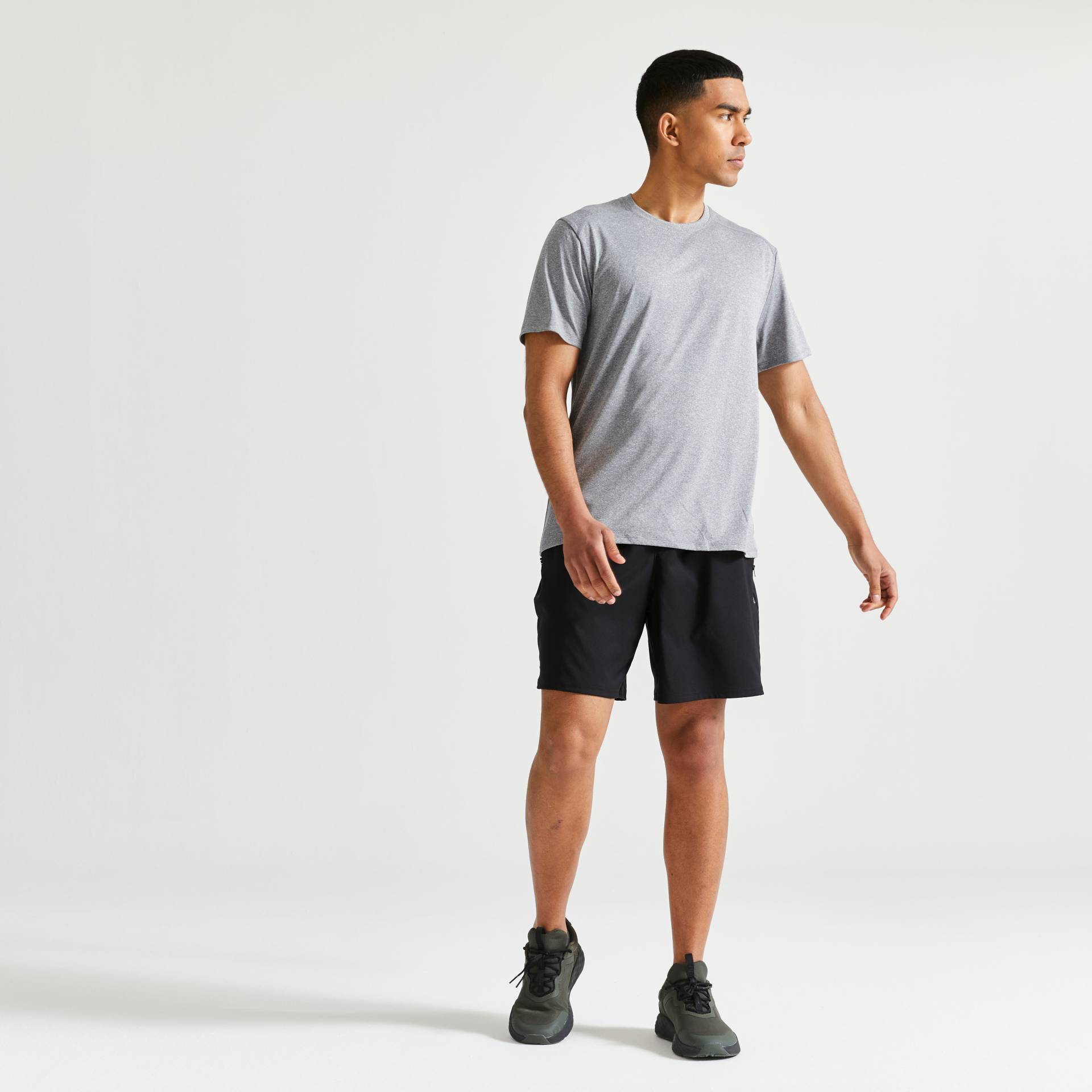 T-Shirt Herren atmungsaktiv Rundhalsausschnitt Fitness - Essential graumeliert T-Shirt Herren atmungsaktiv Rundhalsausschnitt Fitness - Essential graumeliert von Domyos