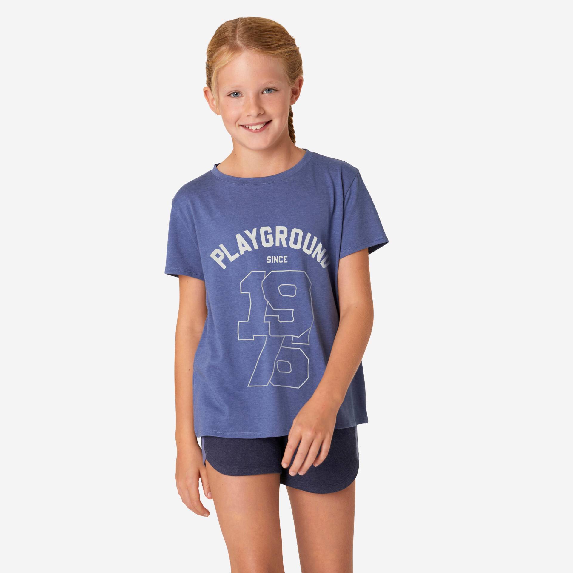 T-Shirt Kinder Mädchen Baumwolle - 500 blau von Domyos