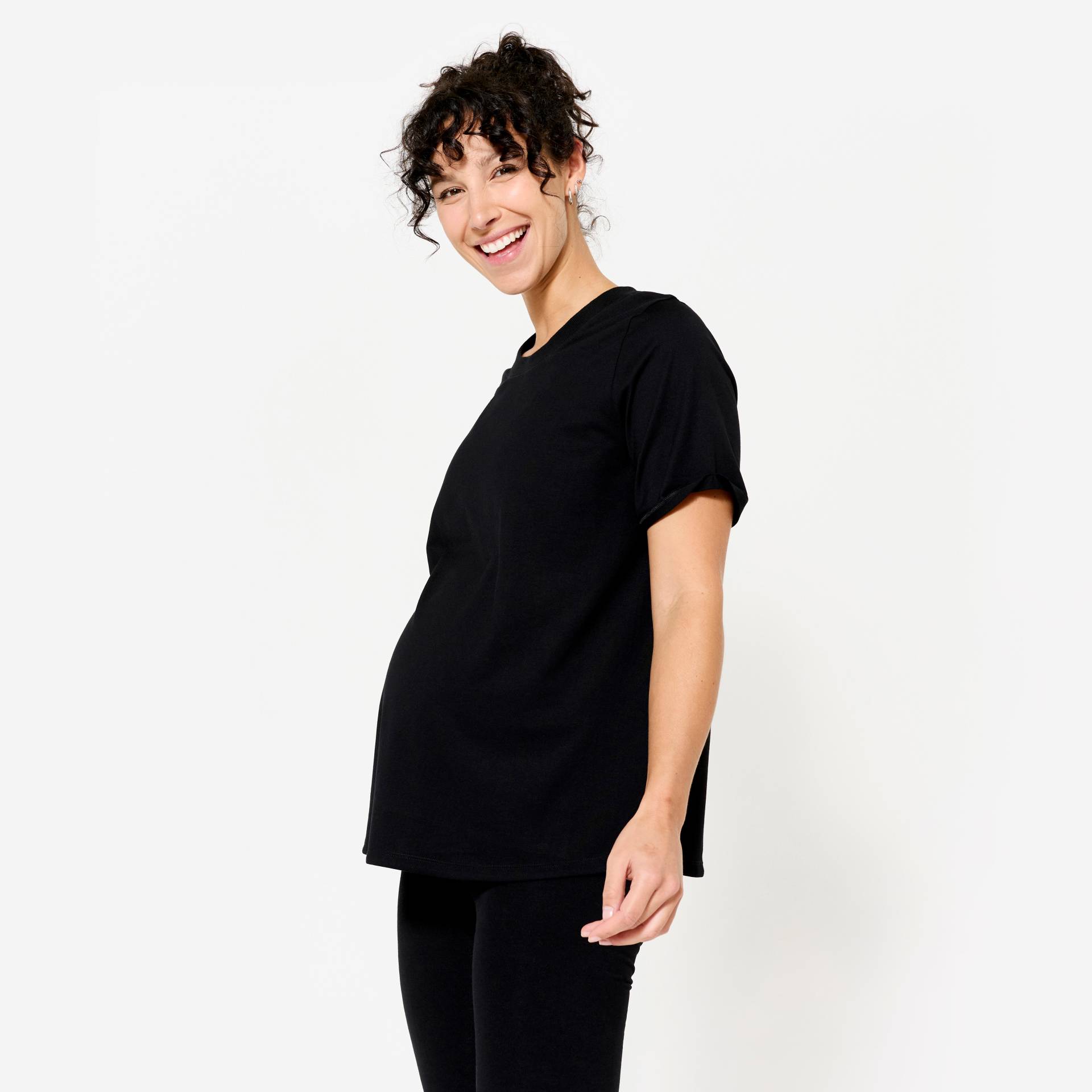 T-Shirt Yoga Schwangerschaft - schwarz T-Shirt Yoga Schwangerschaft - schwarz von Domyos