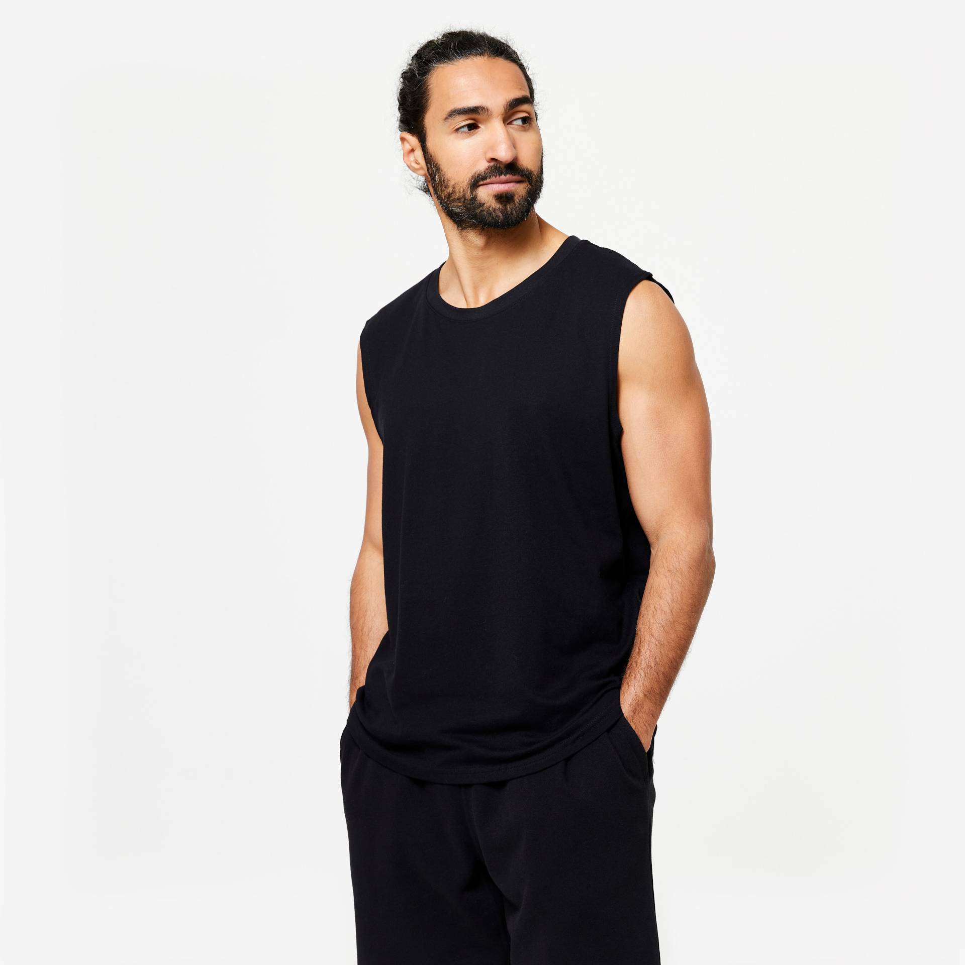 Tank Top Herren dehnbar - 500 schwarz von Domyos