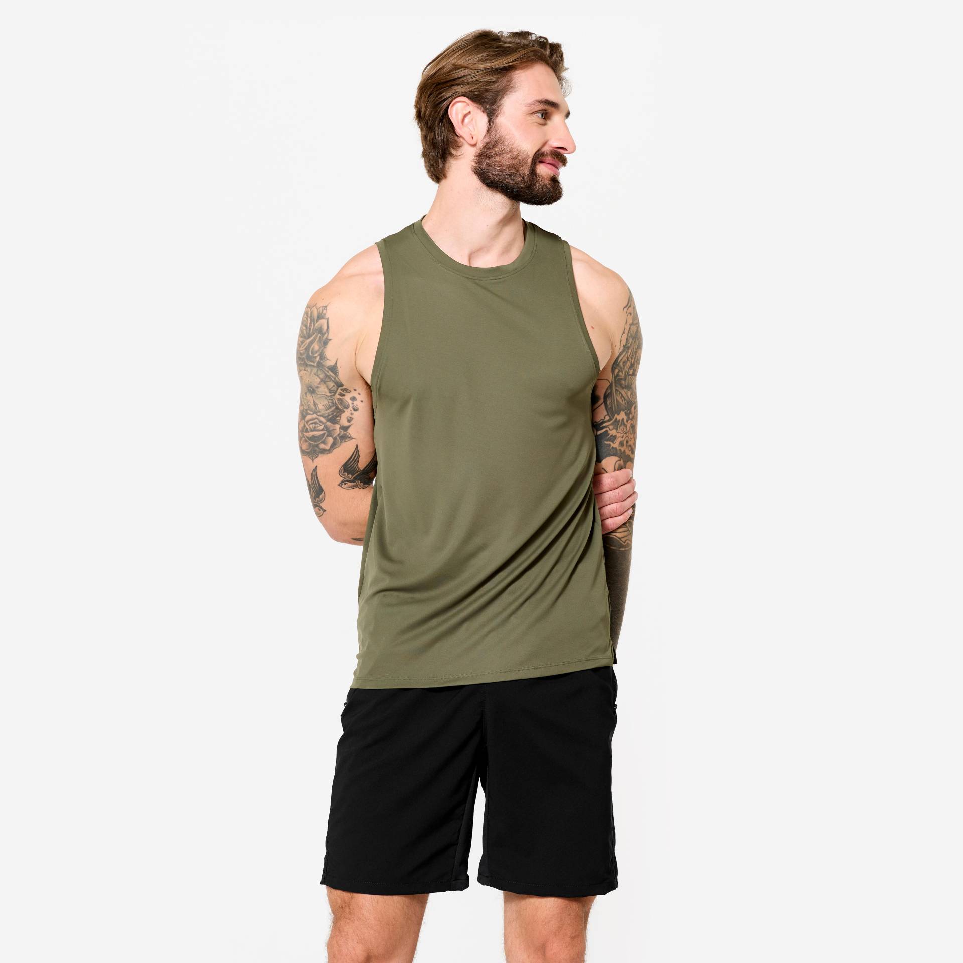 Tank Top Herren atmungsaktiv - khaki von Domyos