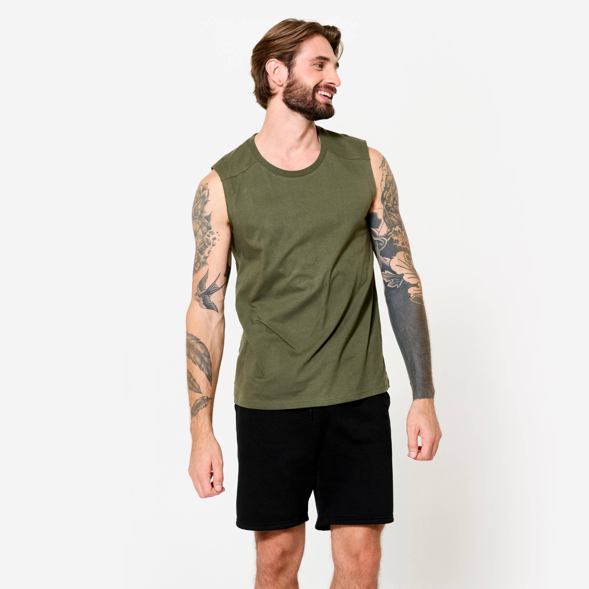 Tank Top Herren dehnbar - khaki Tank Top Herren dehnbar - khaki von Domyos