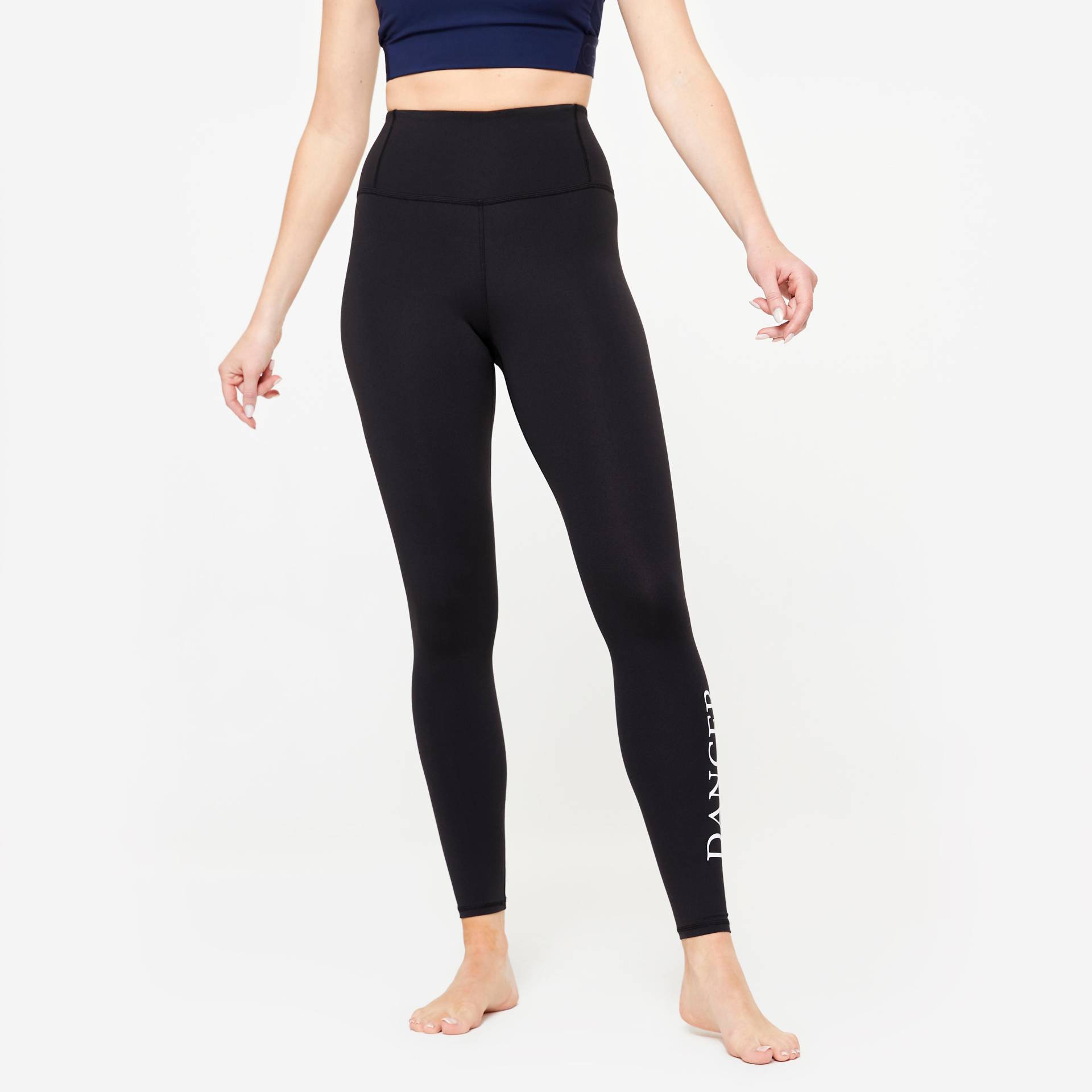 Tanz-Leggings Damen flacher hoher Taillenbund Modern Dance - schwarz Tanz-Leggings Damen flacher hoher Taillenbund Modern Dance - schwarz von Domyos