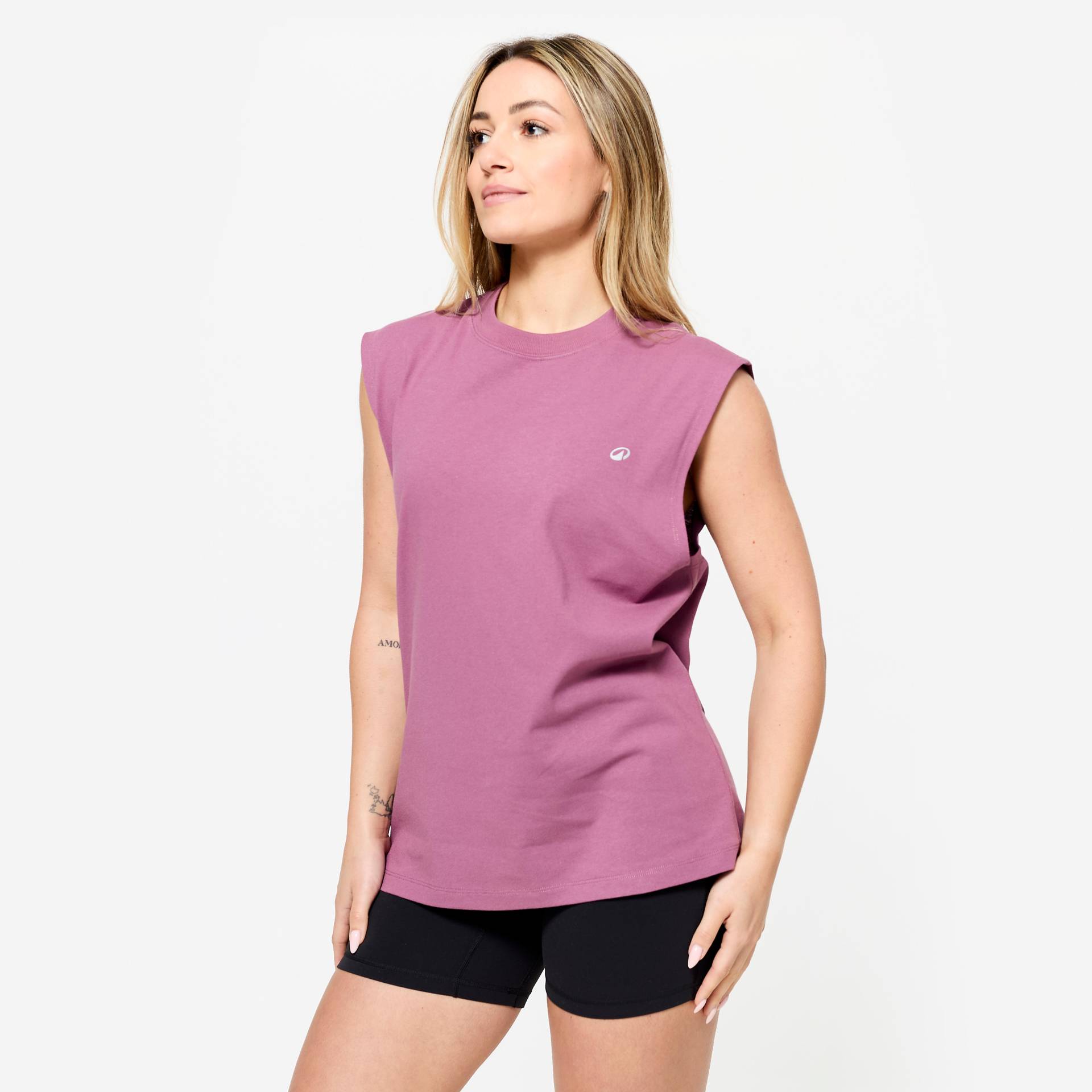 Top Damen Krafttraining Oversize Rundhalsausschnitt - violett von Domyos