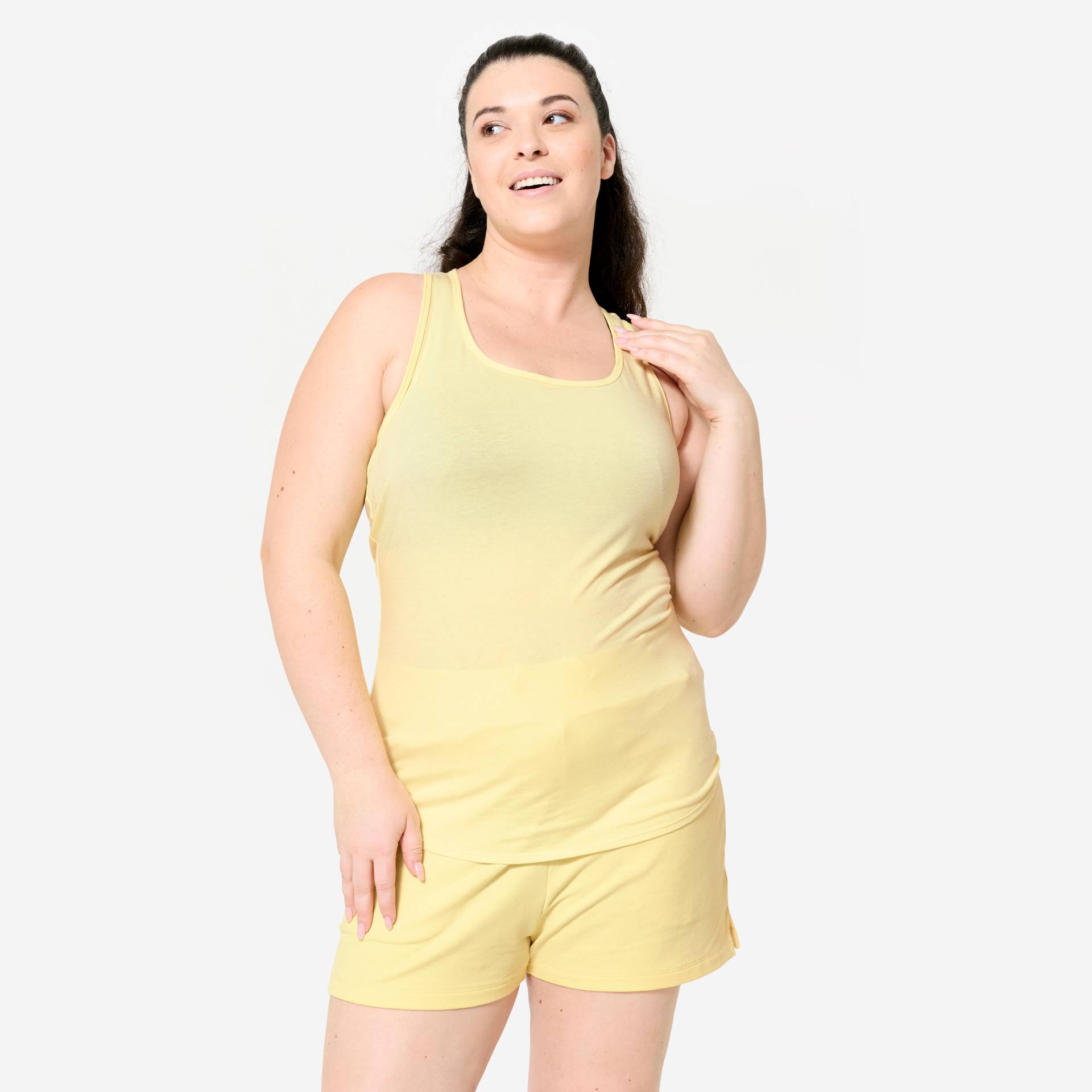 Top Damen Slim Rundhals - hellgelb Top Damen Slim Rundhals - hellgelb von Domyos