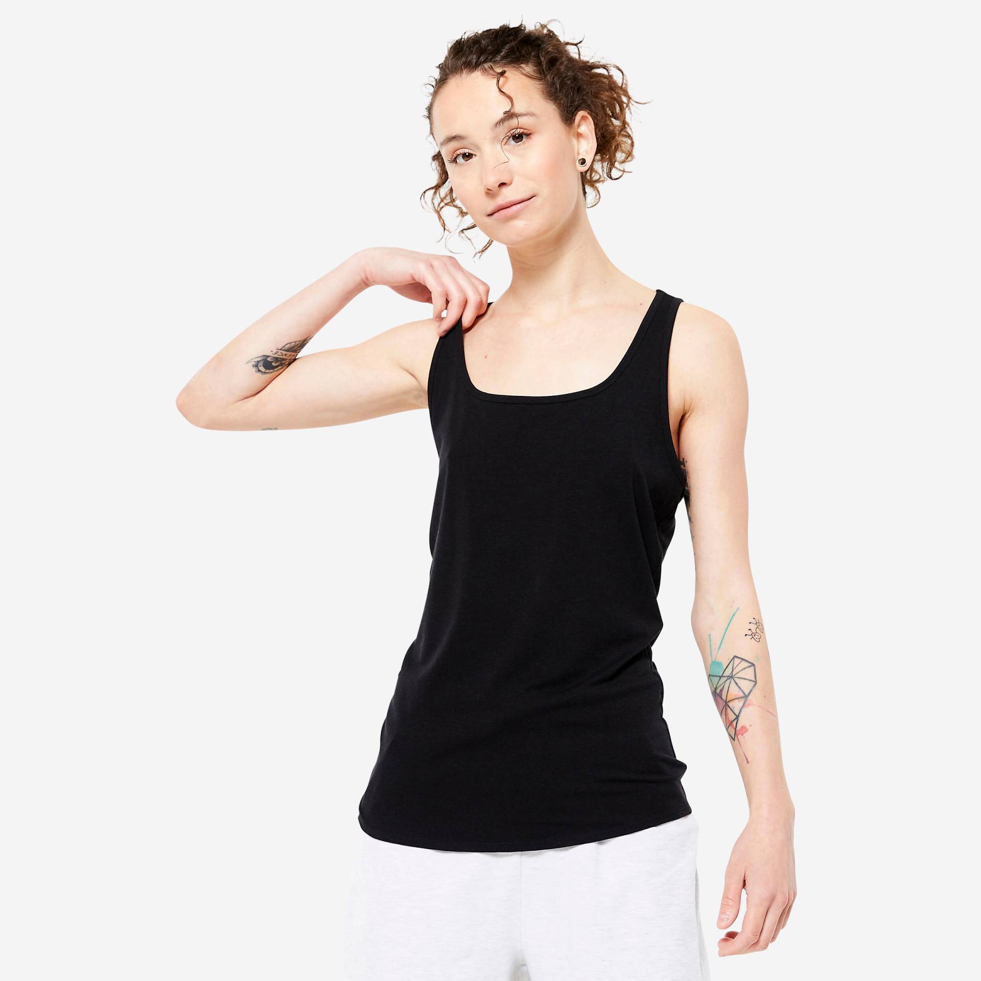 Top Damen Slim Rundhals - schwarz Top Damen Slim Rundhals - schwarz von Domyos