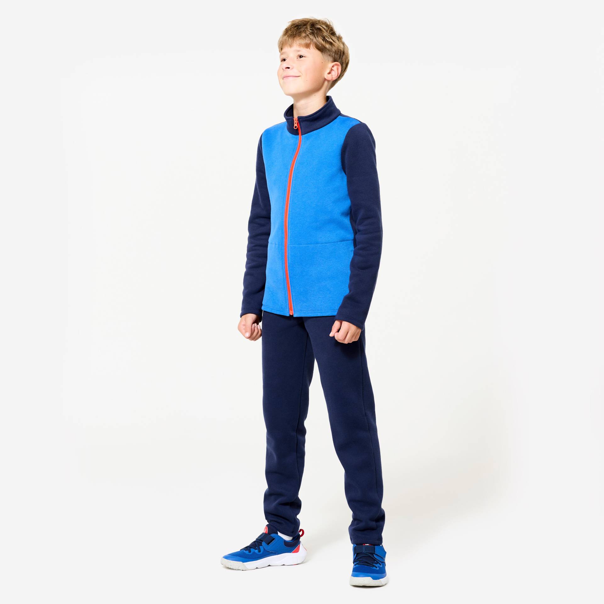 Trainingsanzug Kinder warm - Warmy Zip blau Trainingsanzug Kinder warm - Warmy Zip blau von Domyos