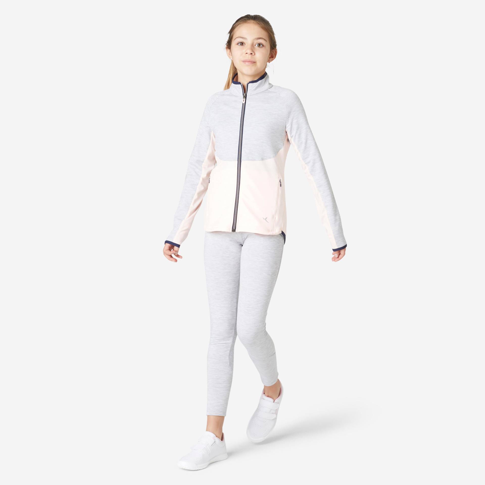 Trainingsanzug Kinder atmungsaktiv - S500 grau/rosa von Decathlon