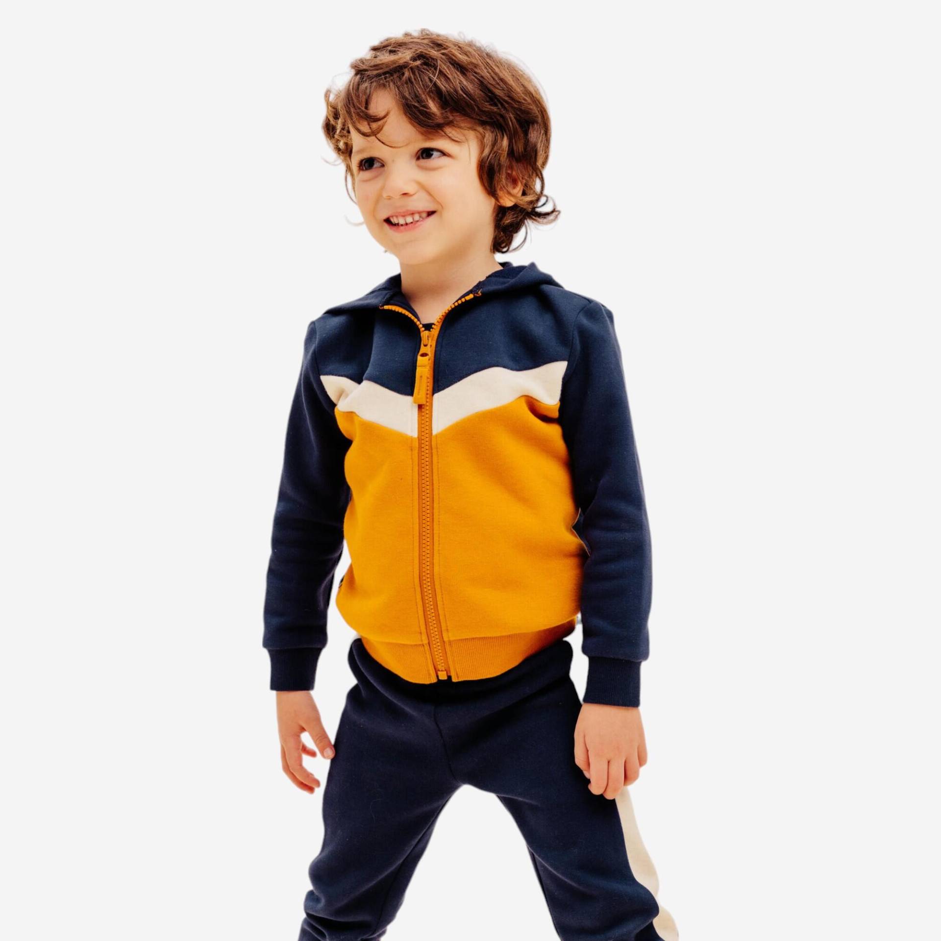 Trainingsjacke Babys/Kleinkinder Basic - blau/camel von Domyos