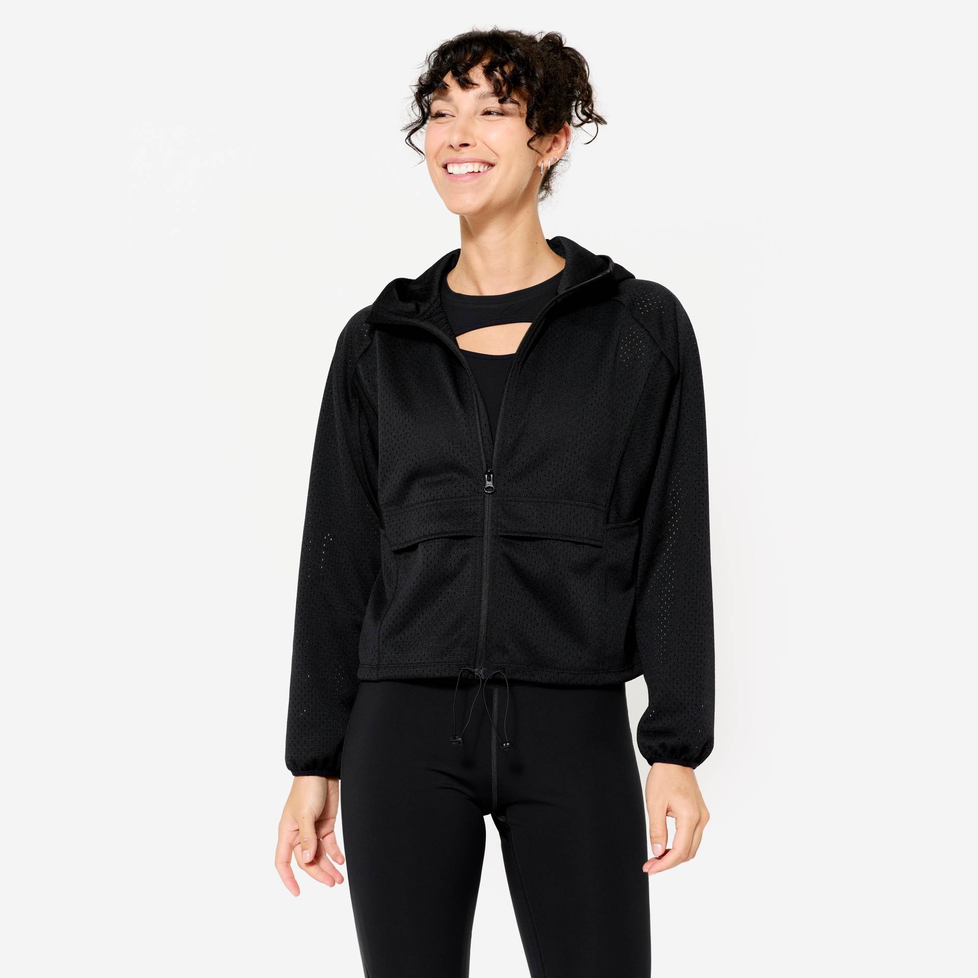 Trainingsjacke Damen perforiert - Light schwarz Trainingsjacke Damen perforiert - Light schwarz von Domyos