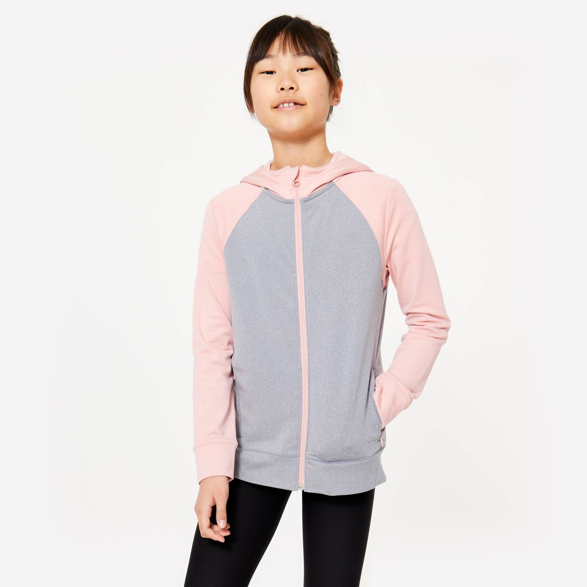 Trainingsjacke Mädchen warm - S500 rosa/grau von Domyos
