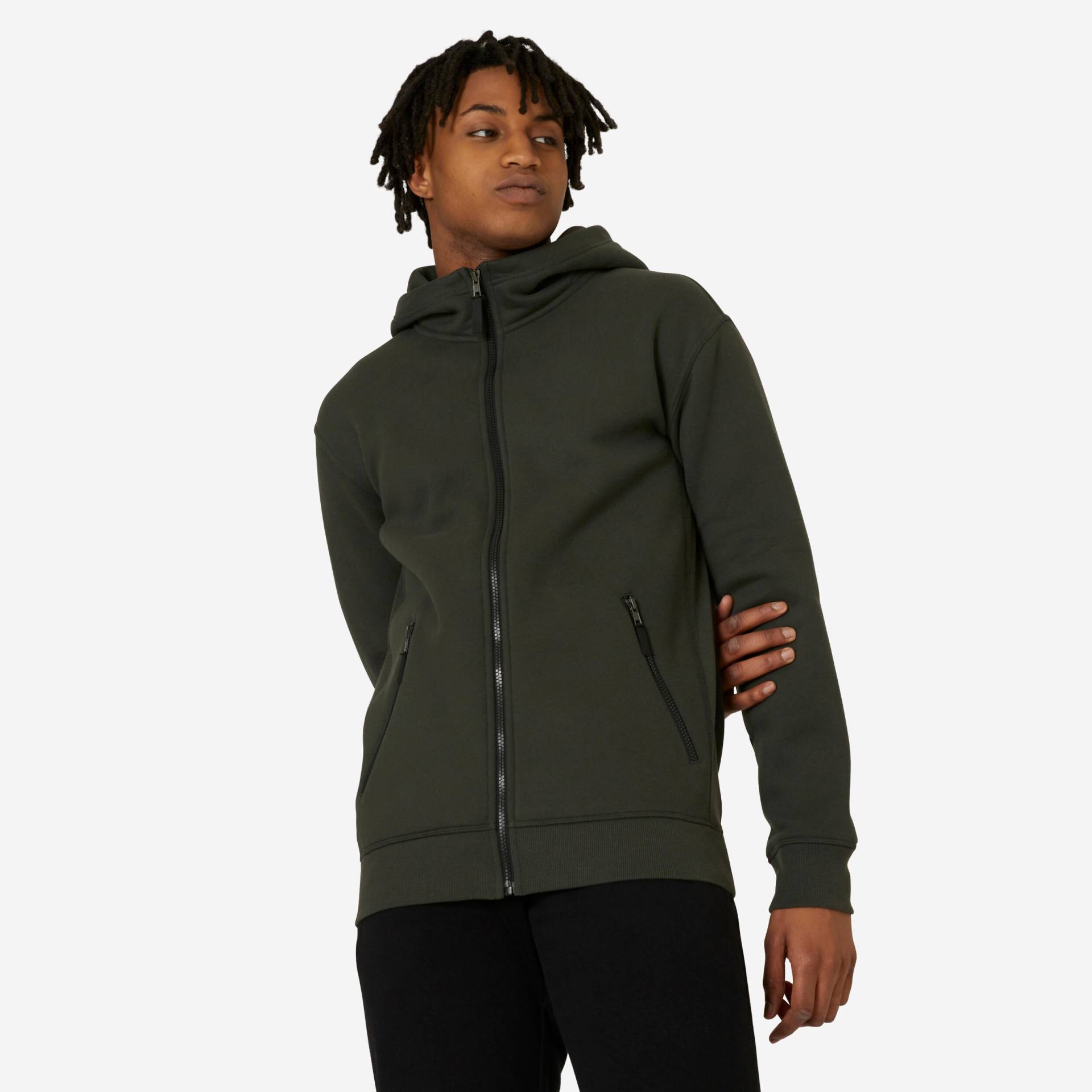 Trainingsjacke mit Kapuze Herren warm - 520 khaki Trainingsjacke mit Kapuze Herren warm - 520 khaki von Domyos