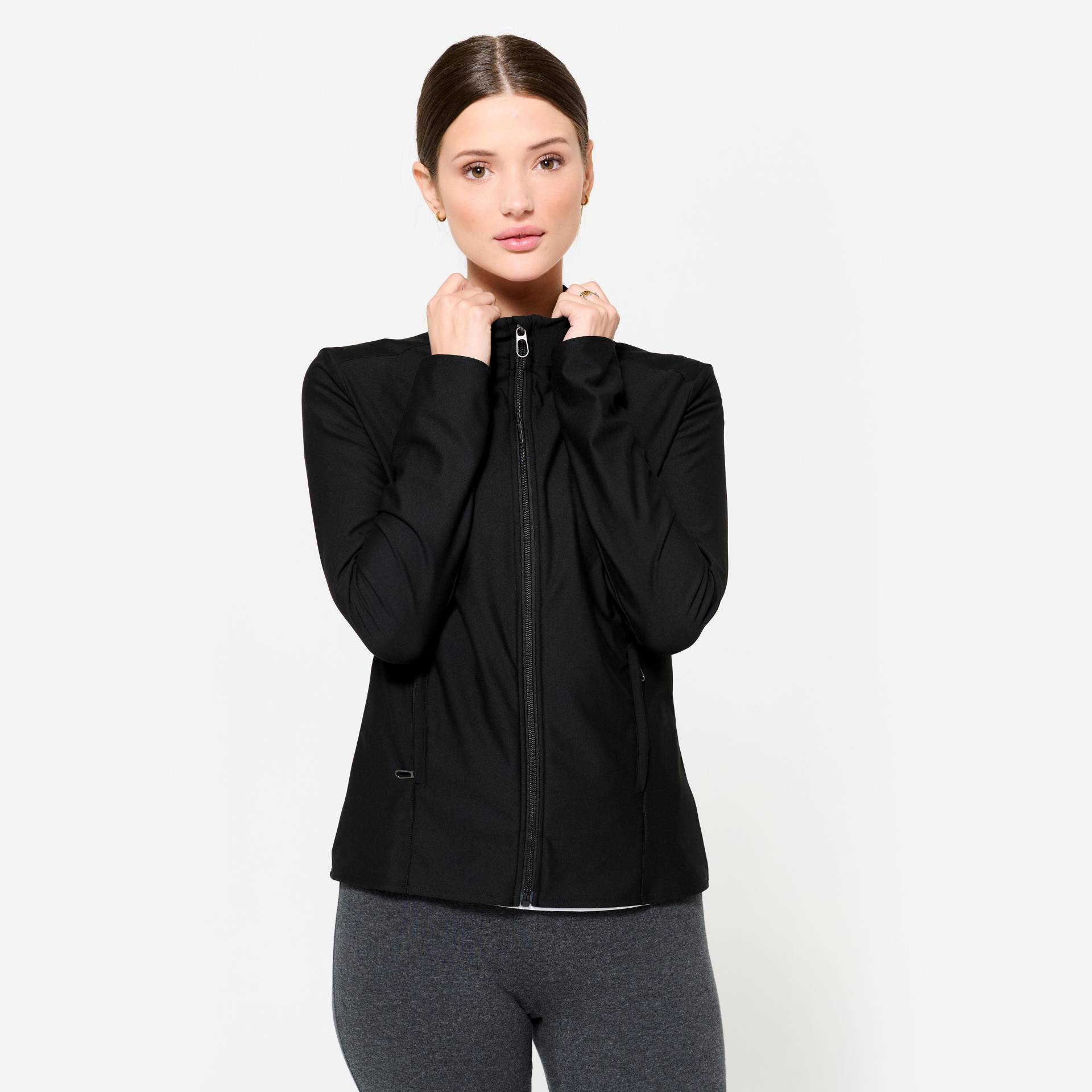 Trainingsjacke mit Reissverschluss Damen - schwarz Trainingsjacke mit Reissverschluss Damen - schwarz von Domyos
