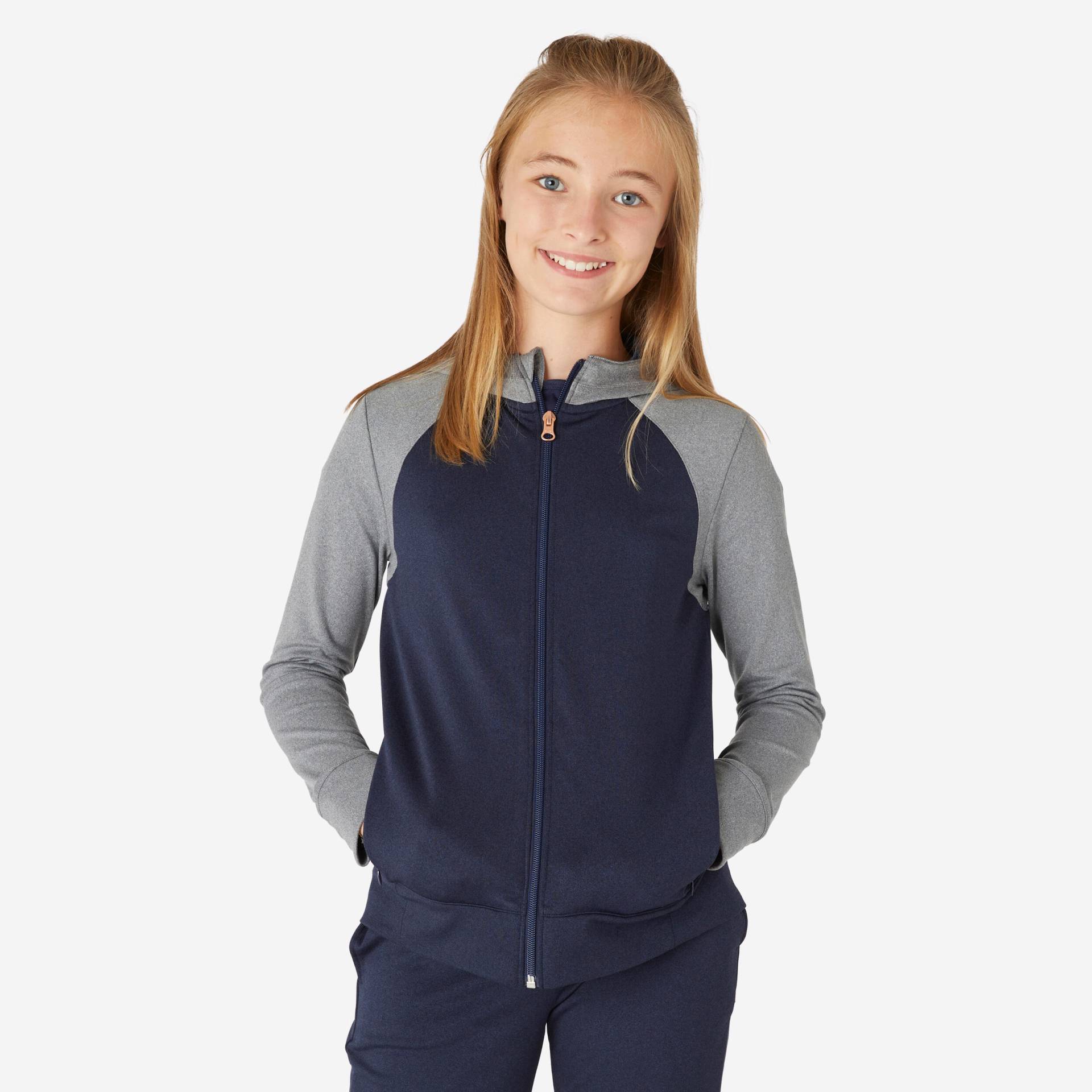 Trainingsjacke Kinder - S500 marineblau/grau von Domyos